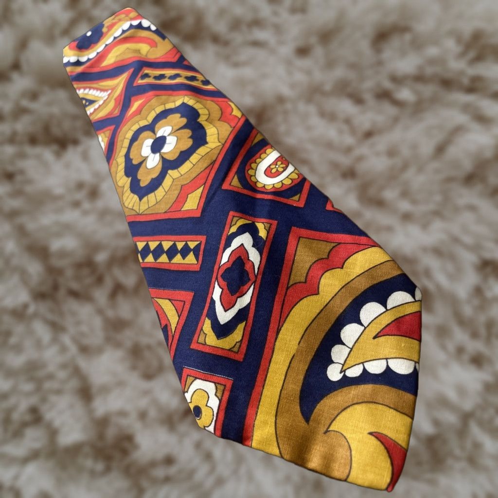VINTAGE Michael Quinn Flower Power Wide Tie 100% Cotton Multicolor Floral Men Wide Tie 60s 70s Hippie Psychedelic Vintage Retro