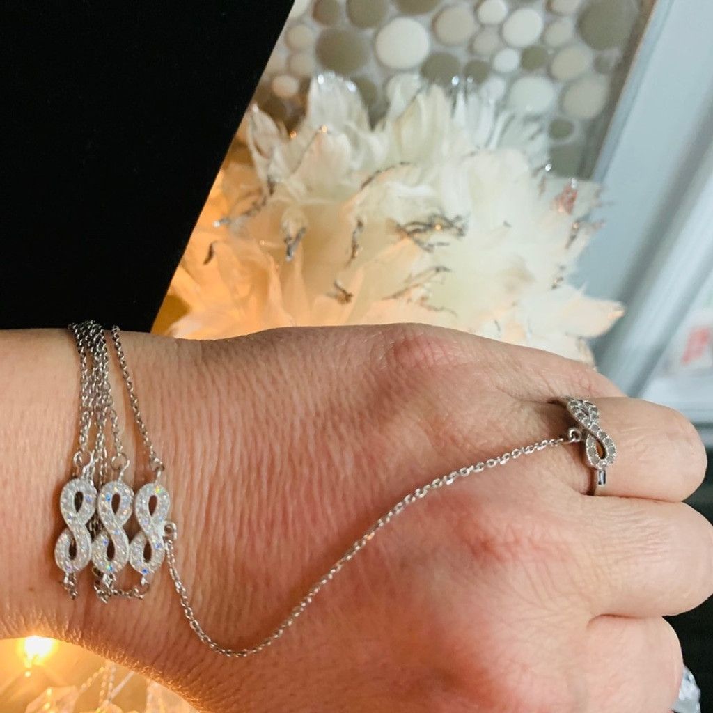 Other Sterling Silver 3 infinity bracelet with ring Size ONE SIZE - 1 Thumbnail