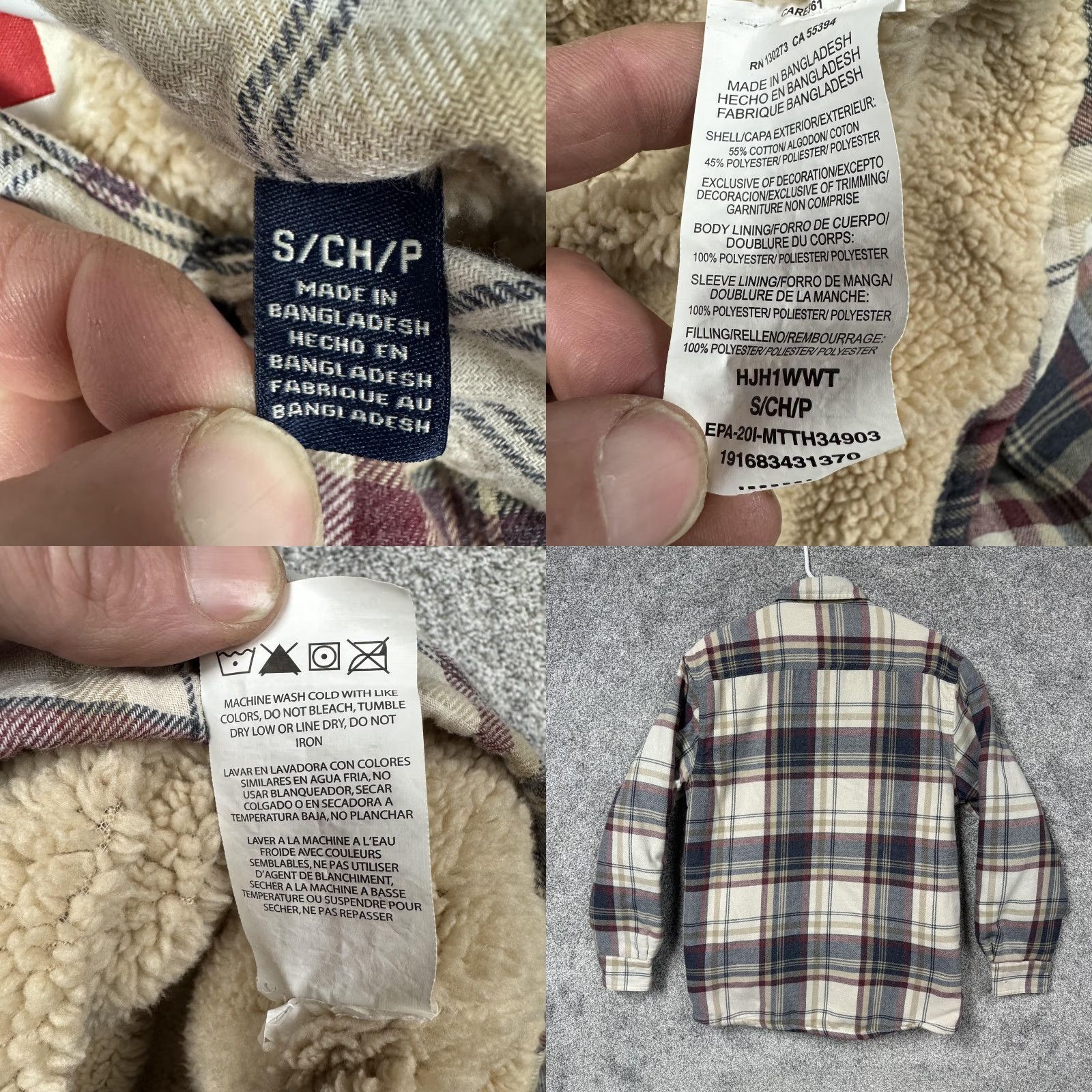 Wrangler Wrangler Shirt Jacket Shacket Plaid Cotton-Blend Flannel Sherpa Lined Puffer Style Men’s S Cream Blue Multicolor Casual Workwear Size US S / EU 44-46 / 1 - 8 Thumbnail