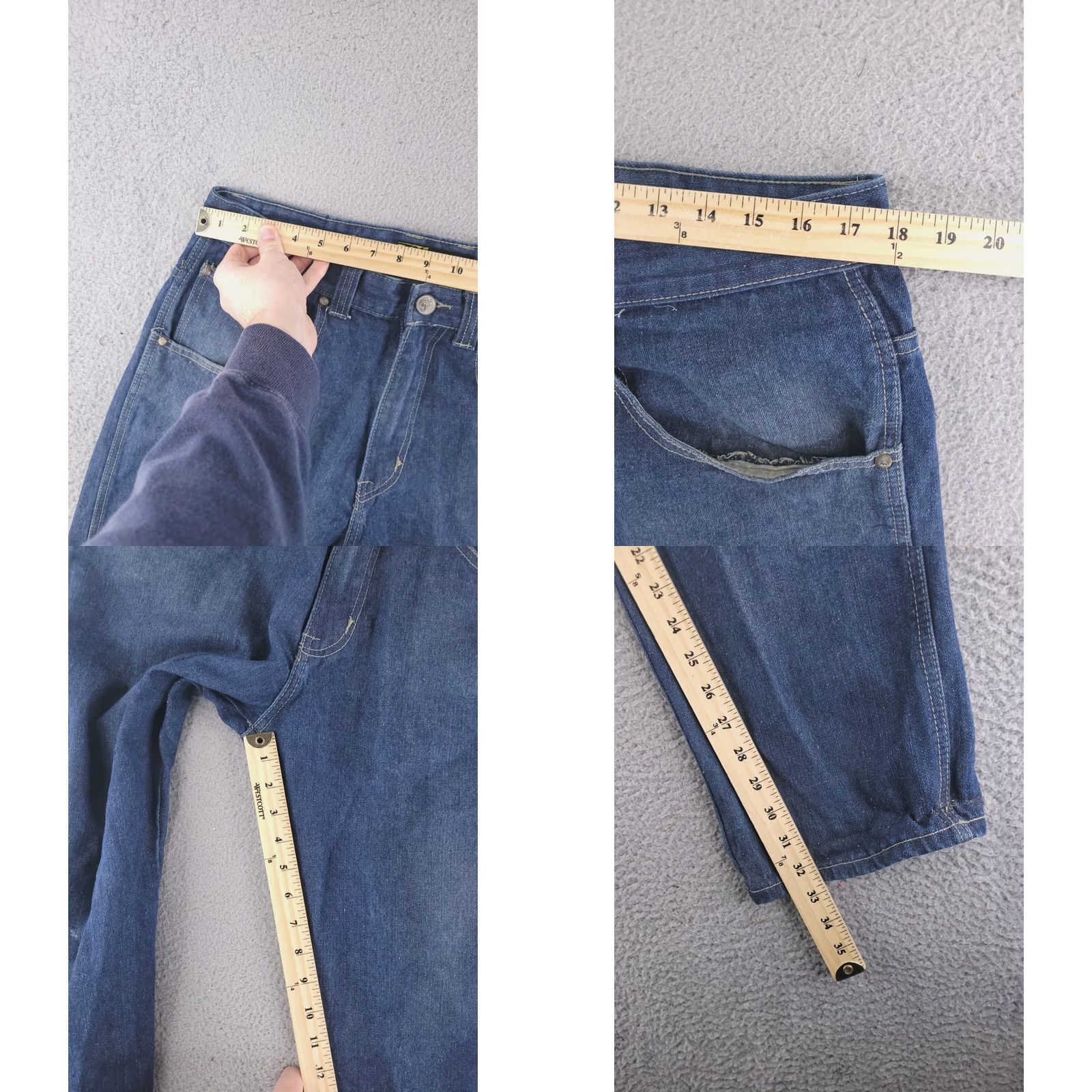 Denime 3% Jeans Mens 36x32 Blue Denim Dark Straight Fit Mens Jeans Regular 36 Blue Straight 90s Size US 36 / EU 52 - 8 Thumbnail