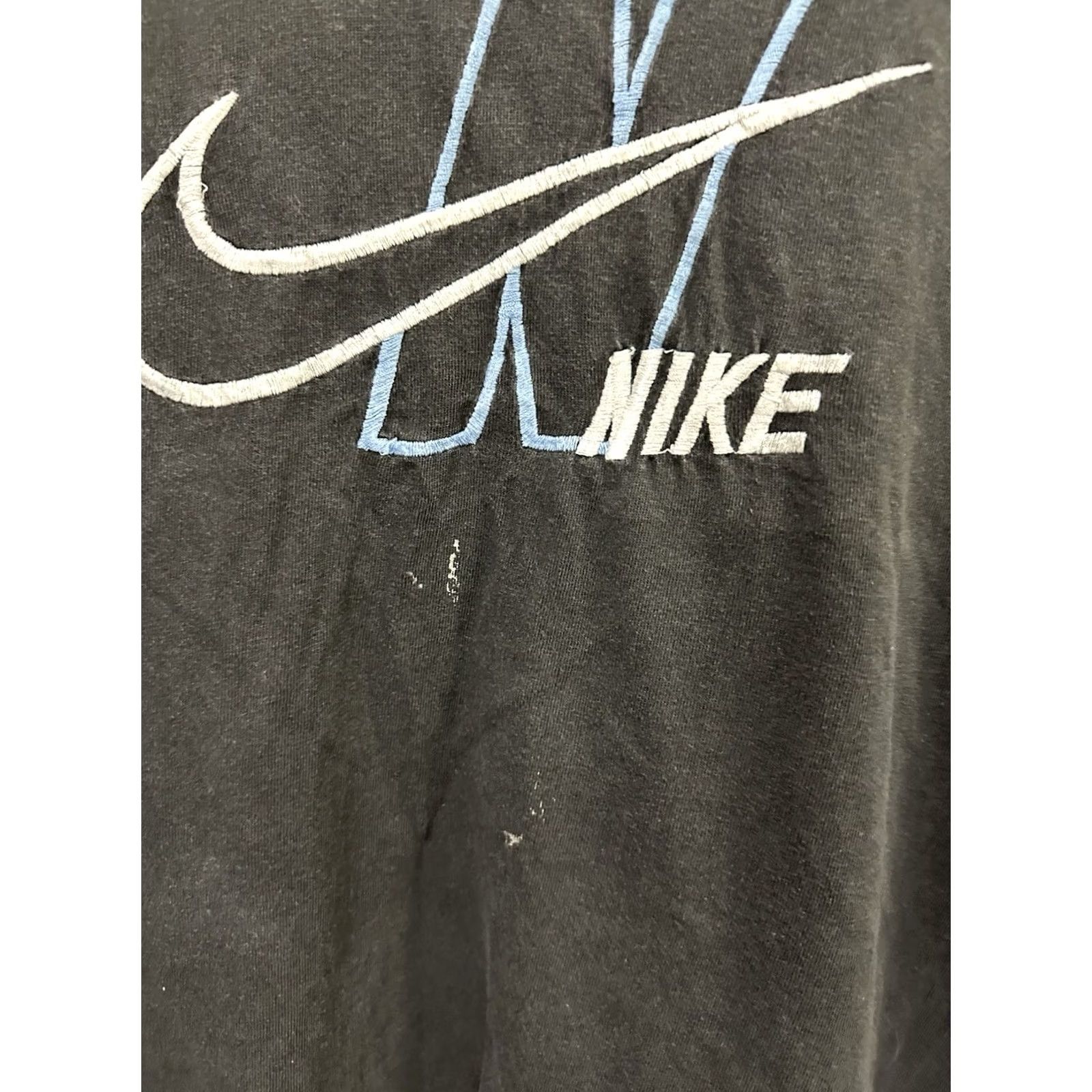 Nike VTG 90s Nike Swoosh Spellout Embroidered Faded Worn Cotton T-Shirt XL Black Mens Size US XL / EU 56 / 4 - 8 Thumbnail