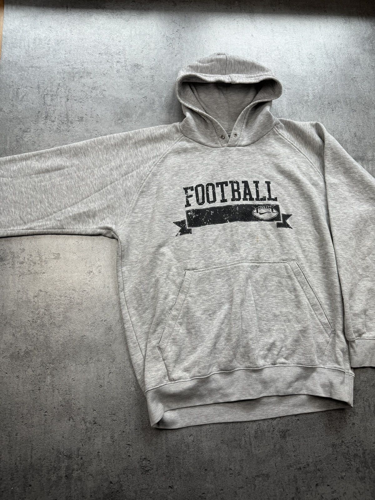 Nike × Vintage Nike Football boxy hoodie vintage rap skate grey logo swoosh Size US L / EU 52-54 / 3 - 2 Thumbnail