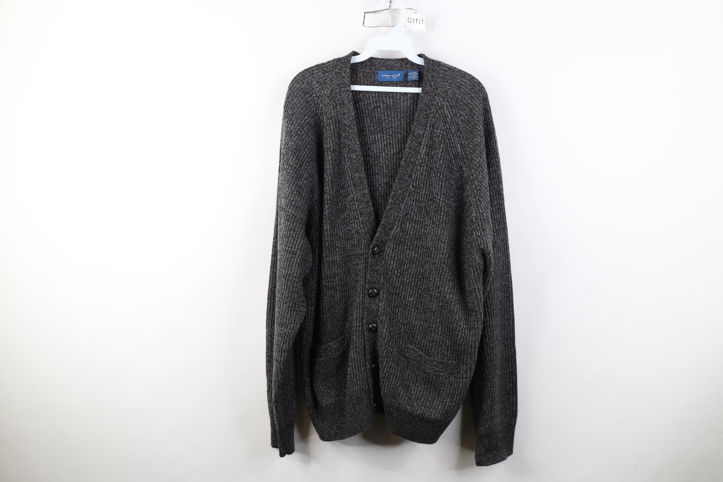 Vintage Vintage 90s Streetwear Ribbed Knit Cardigan Sweater Gray Size US XL / EU 56 / 4 - 1 Thumbnail