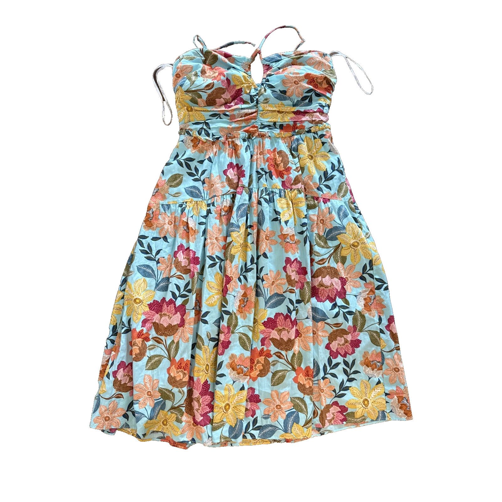 Vince Camuto Vince Camuto Dress 12 Blue Floral Halter Fit Flare Lined |  Grailed