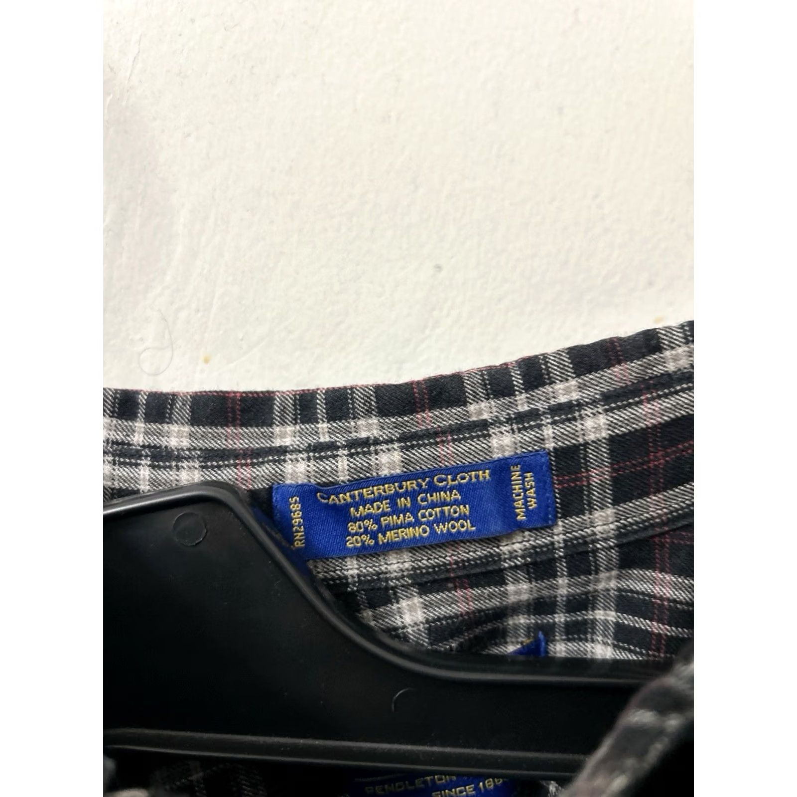 Pendleton Pendleton Shirt Mens Medium Black Plaid Merino Wool Pima Cotton Canterbury Cloth Size US M / EU 48-50 / 2 - 6 Thumbnail