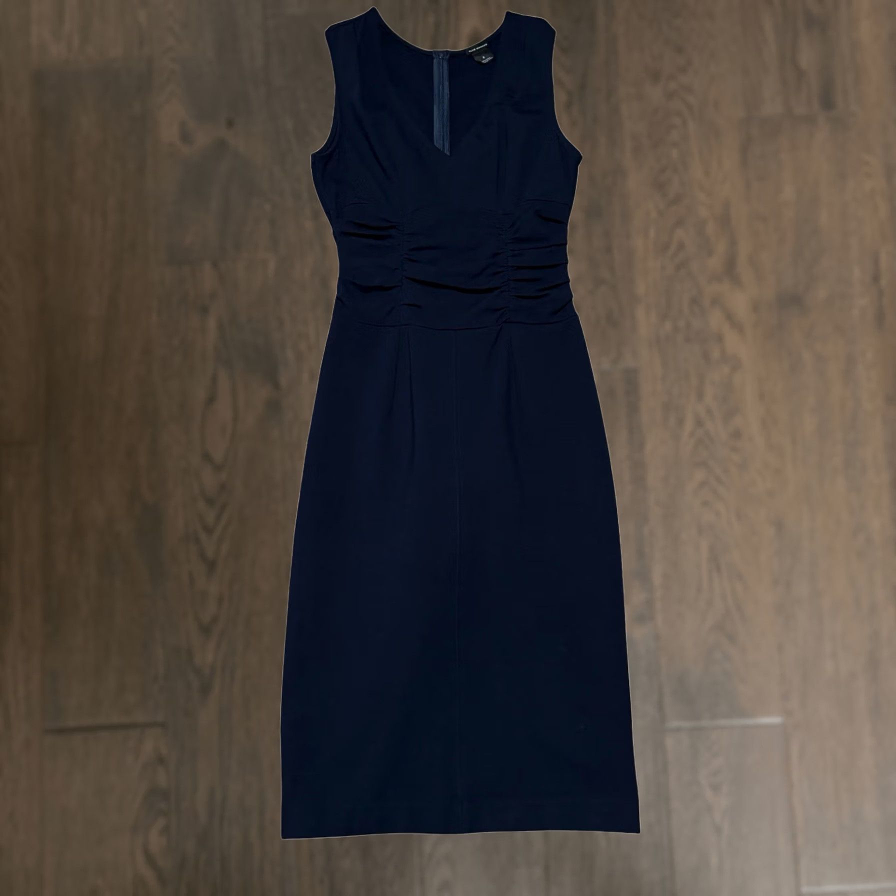 club monaco navy dress CLUB MONACO Women Size 0 V Neck Sleeveless Body Con Midi Stretch Party Cocktail Classic Folded Petal Bodice Peplum DUPE Dress robe Mini dresses A case Size:8.5