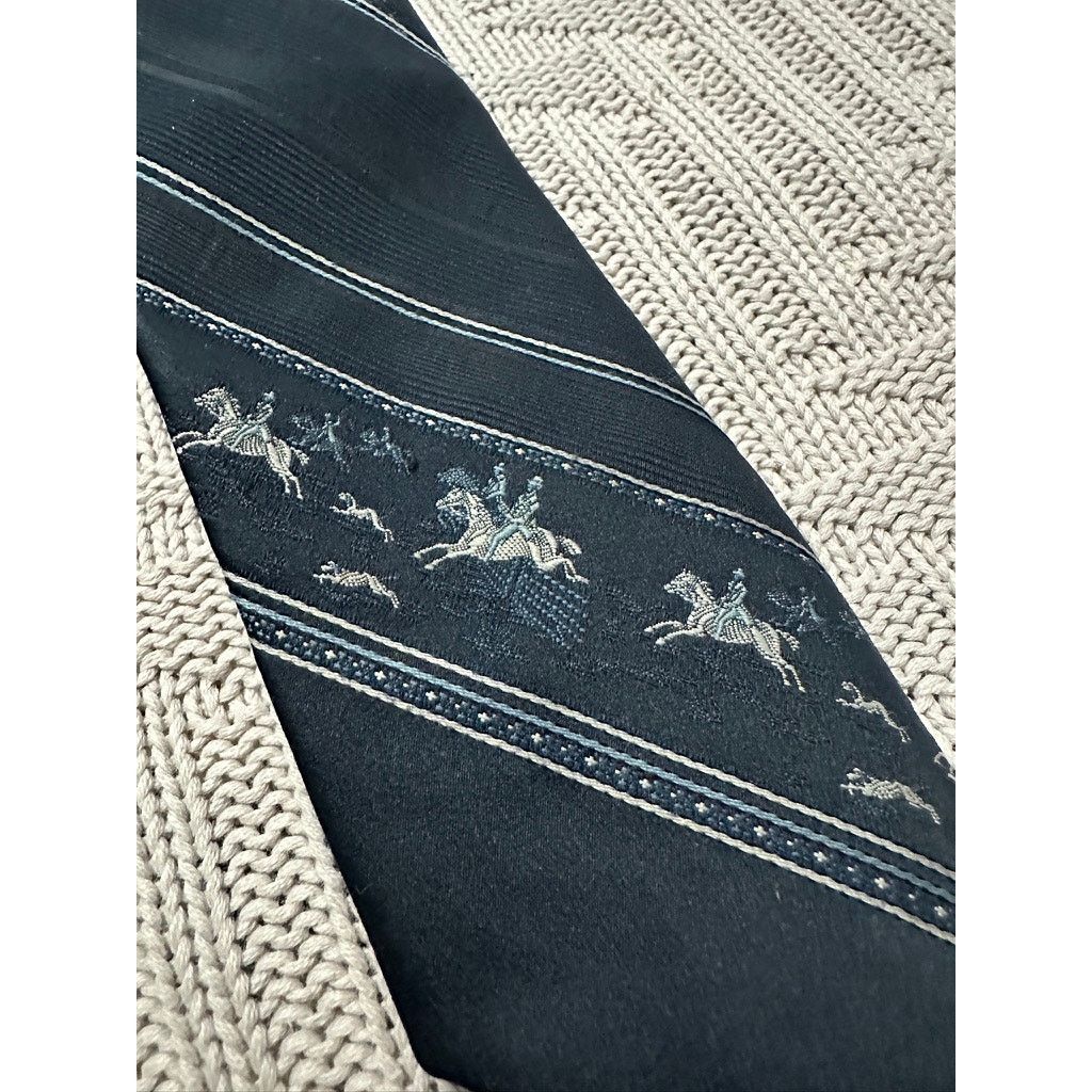 Other Vintage Le Dauphin navy foxhunting horses motif tie Size ONE SIZE - 2 Thumbnail