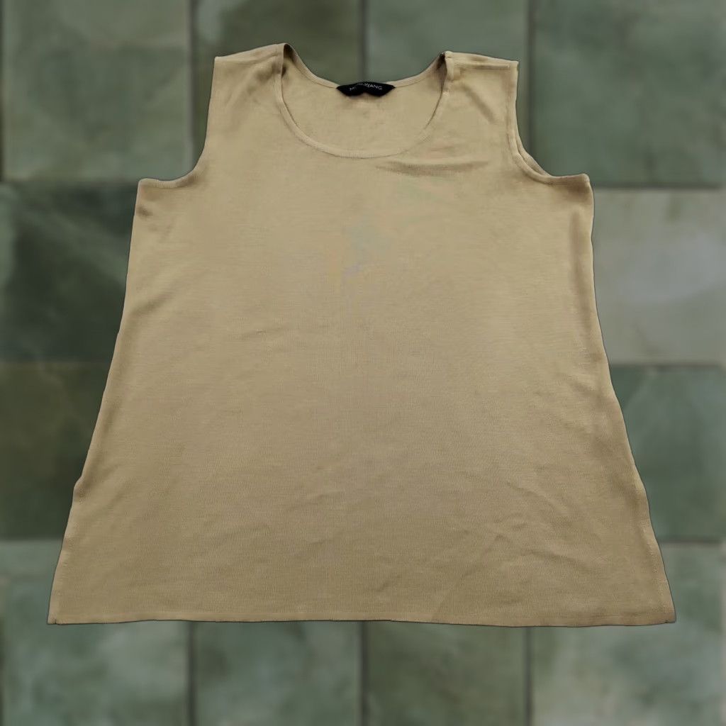 Vintage Ming Wang Tank Top Womens Large Beige Scoop Neck Sleeveless Knit Shell Basic Size L / US 10 / IT 46 - 1 Thumbnail
