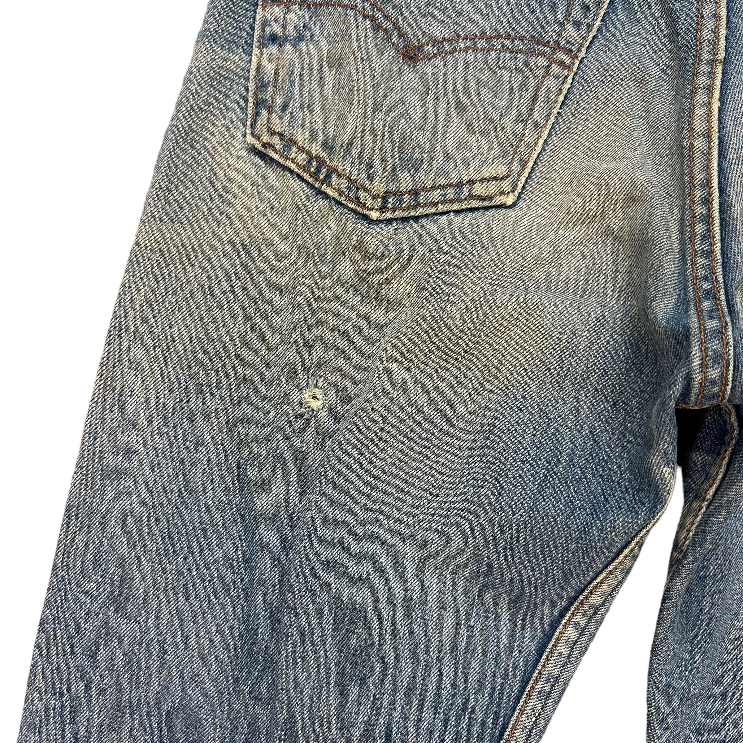 Levi's Vintage Clothing TRASHED🔥 LEVIS 501 FLY BUTTON DISTRESS DENIM PANT #8098-203 Size US 31 - 15 Thumbnail