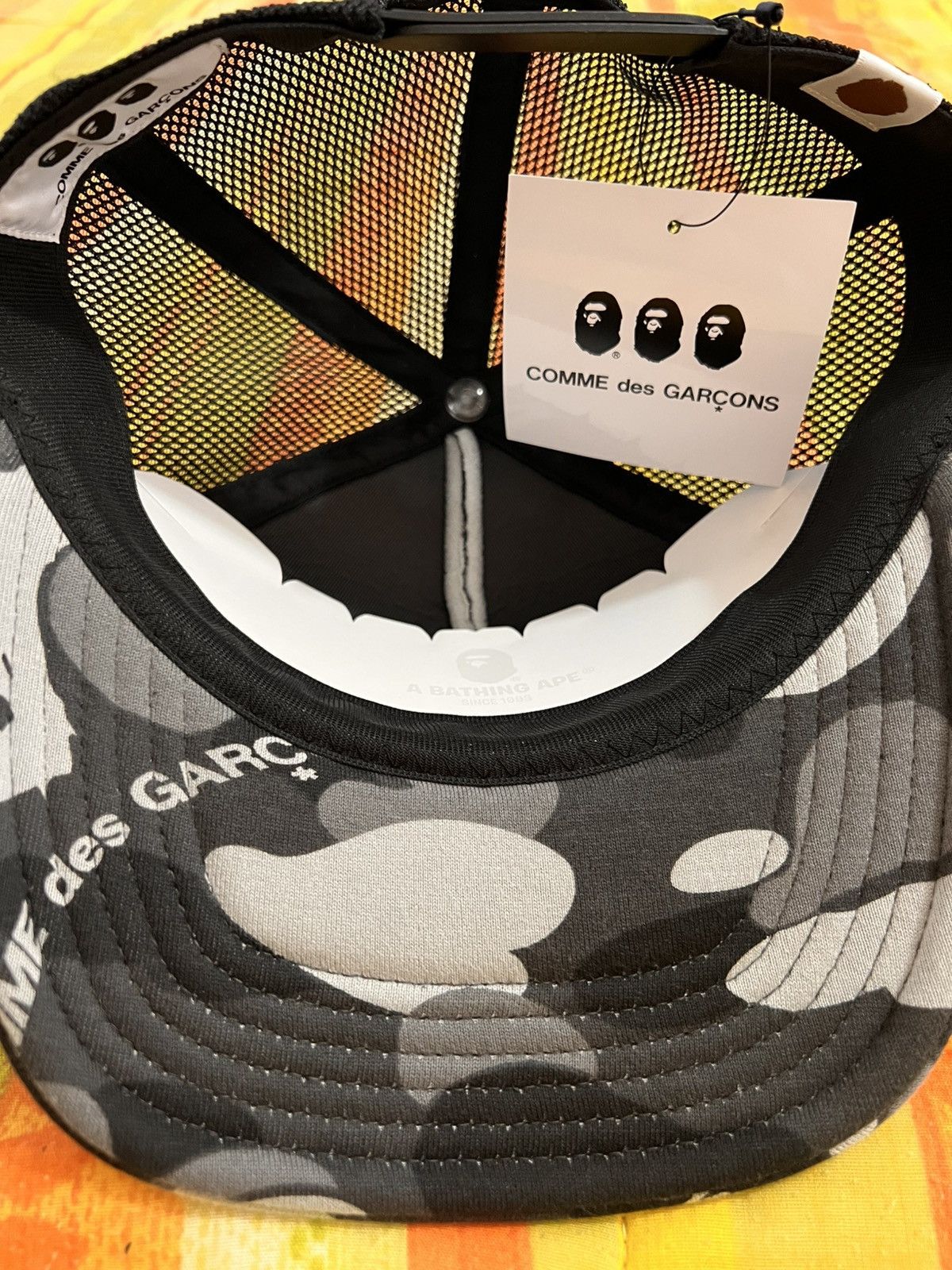 Bape x CDG Osaka Camo Mesh Cap Black comme des garçons