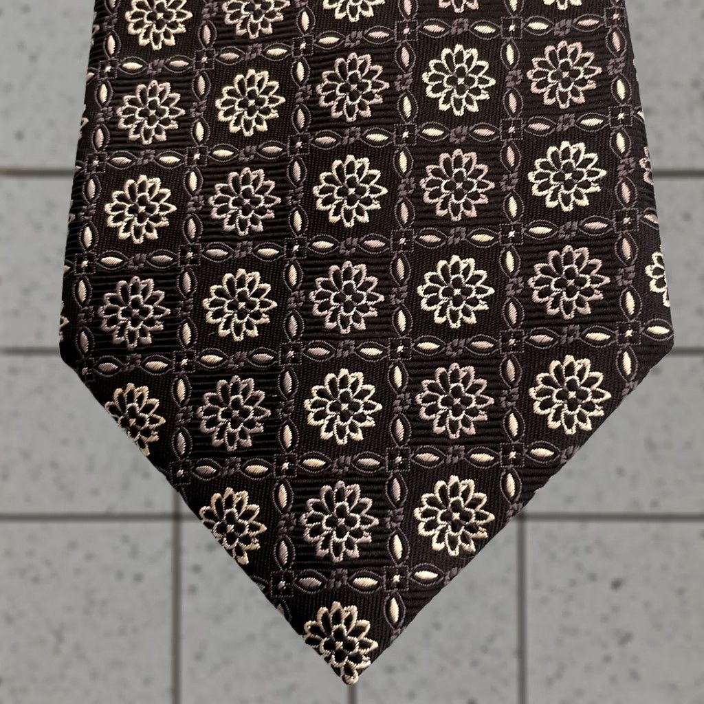 Vintage VINTAGE Necktie Silk Tie Deco Floral Woven Texture Blue White 4x60" Geometric Vintage Capsule Necktie Mens Size ONE SIZE - 1 Thumbnail