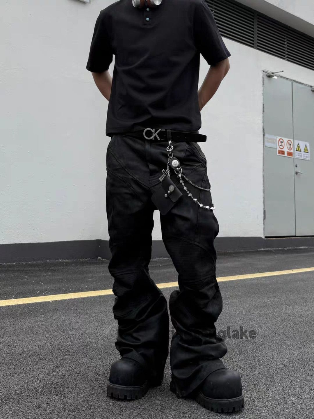 zx vintage wide Leg loose baggy hiphop wax coated jeans