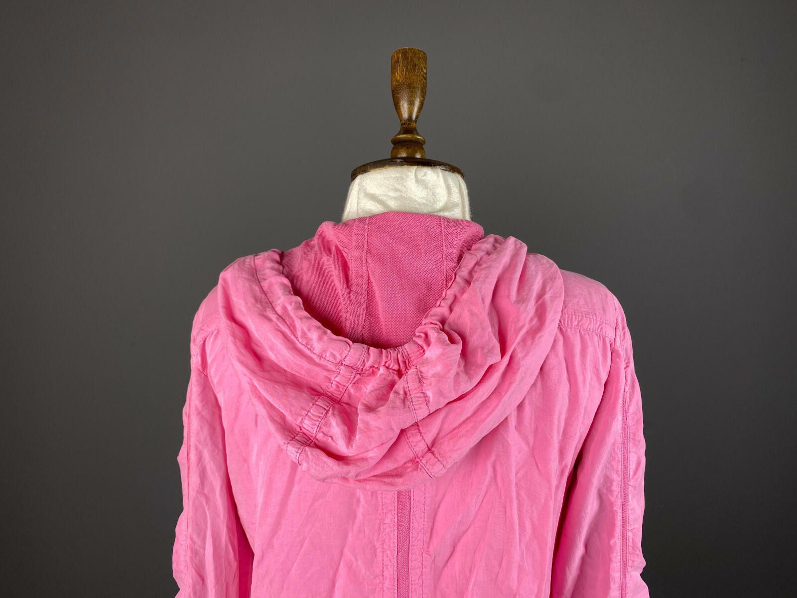 Designer Marc Cain Pink Nylon Geometric Full Zip Hooded Jacket Size 2 Size XS / US 0-2 / IT 36-38 - 8 Thumbnail