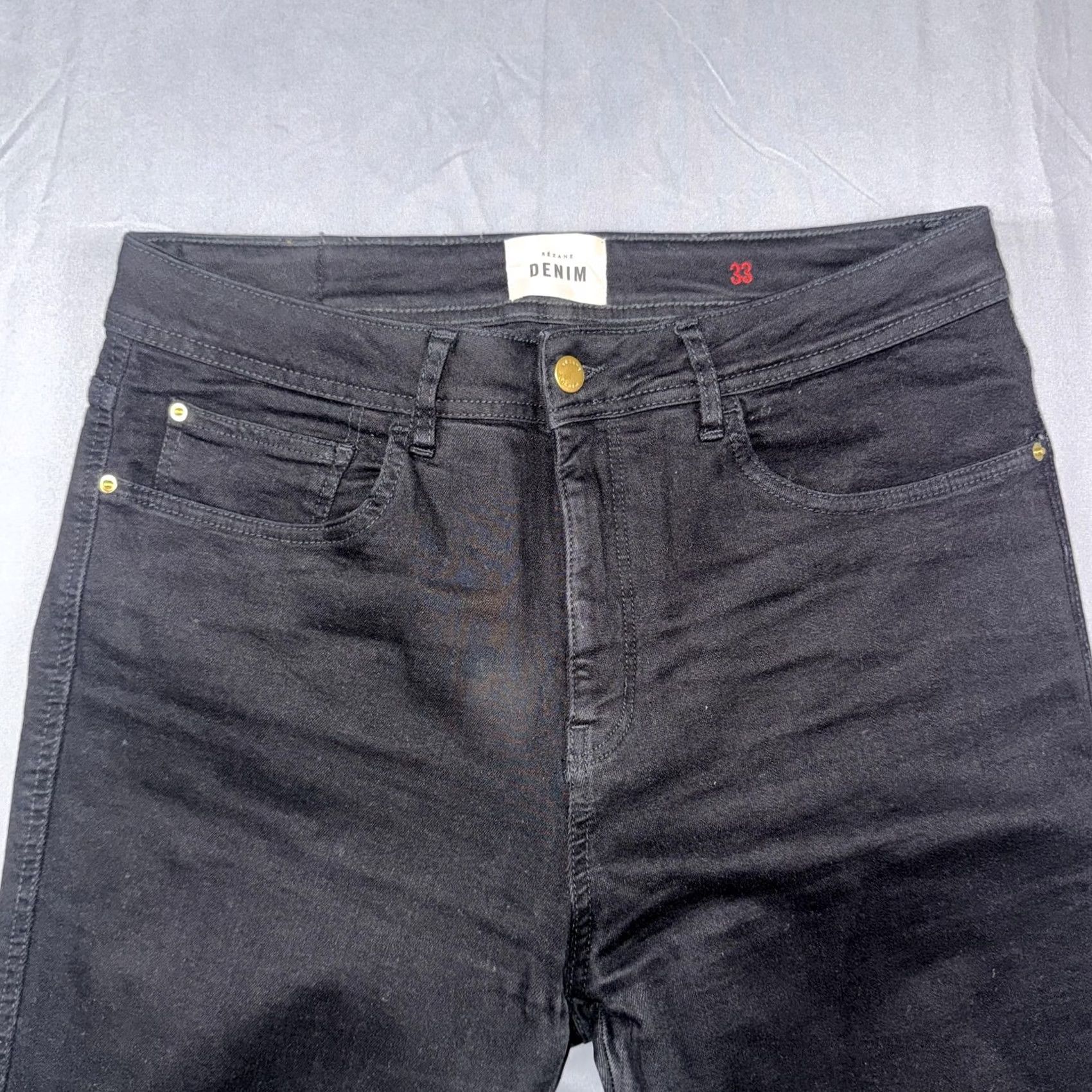 Vintage Sézane Jeans Mens 33x30 Black Dark Wash Slim Tapered Stretch Denim Pants Size US 33 - 6 Thumbnail