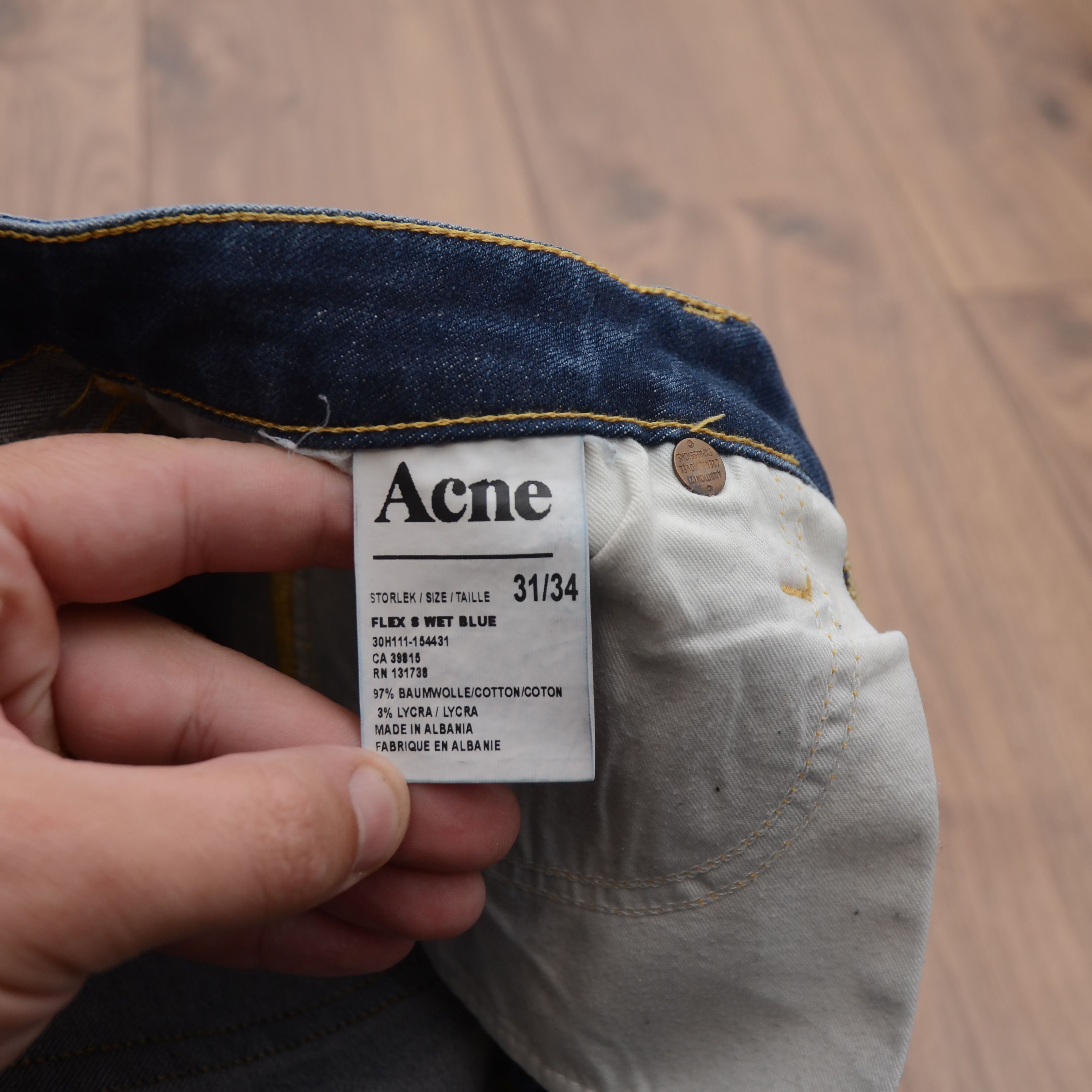 Acne Studios Acne Studios Flex S Wet Blue Denim Jeans 31x34 Stretch Size 31" - 15 Thumbnail