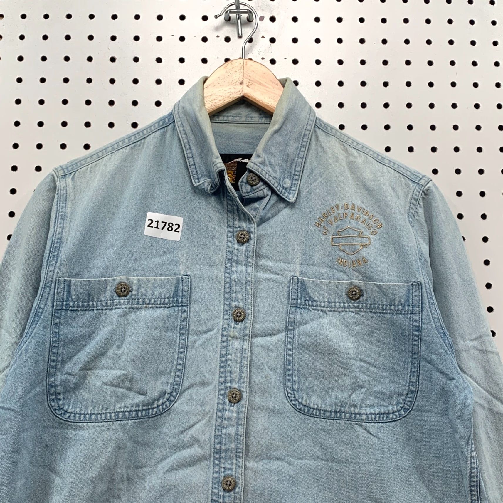 Harley Davidson VINTAGE Harley-Davidson Button-Up Shirt Denim Blue Adult Small Embroidered Motorcycle 90s Mens Size US S / EU 44-46 / 1 - 3 Thumbnail