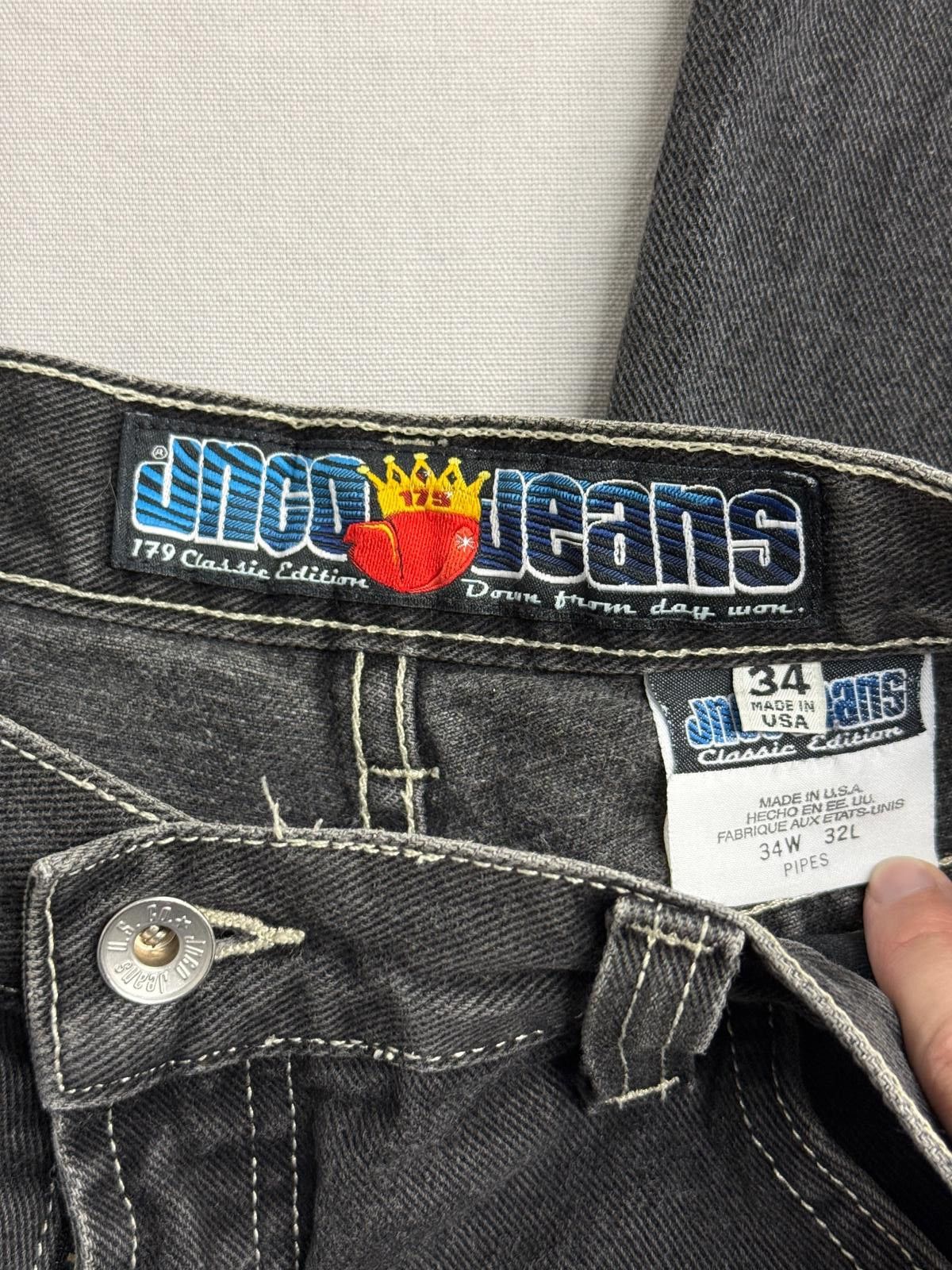 JNCO Vintage JNCO Wide Leg Jeans 34W x 32L J179 Black Pipes Size US 34 / EU 50 - 9 Thumbnail