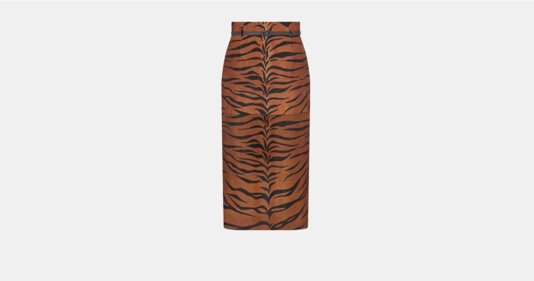 Dior o1w1db10225 Leather Mid Skirt in Brown Black Size 28" / US 6 / IT 42 - 1 Thumbnail