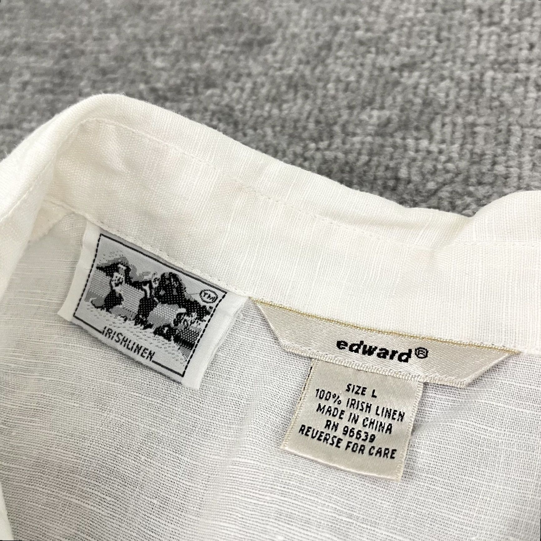 Vintage Edward Shirt Womens Large White 100% Irish Linen Tie Front Embroidered Pursed Bag Casual Shirt Womens L White Embroidered Linen Tie Front Edward Shirt Size L / US 10 / IT 46 - 2 Thumbnail