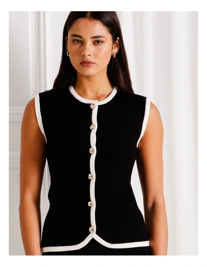 Other Emerson Lang Gold Button Crew Black Sweater Vest Size L NWT Size L / US 10 / IT 46 - 5 Thumbnail