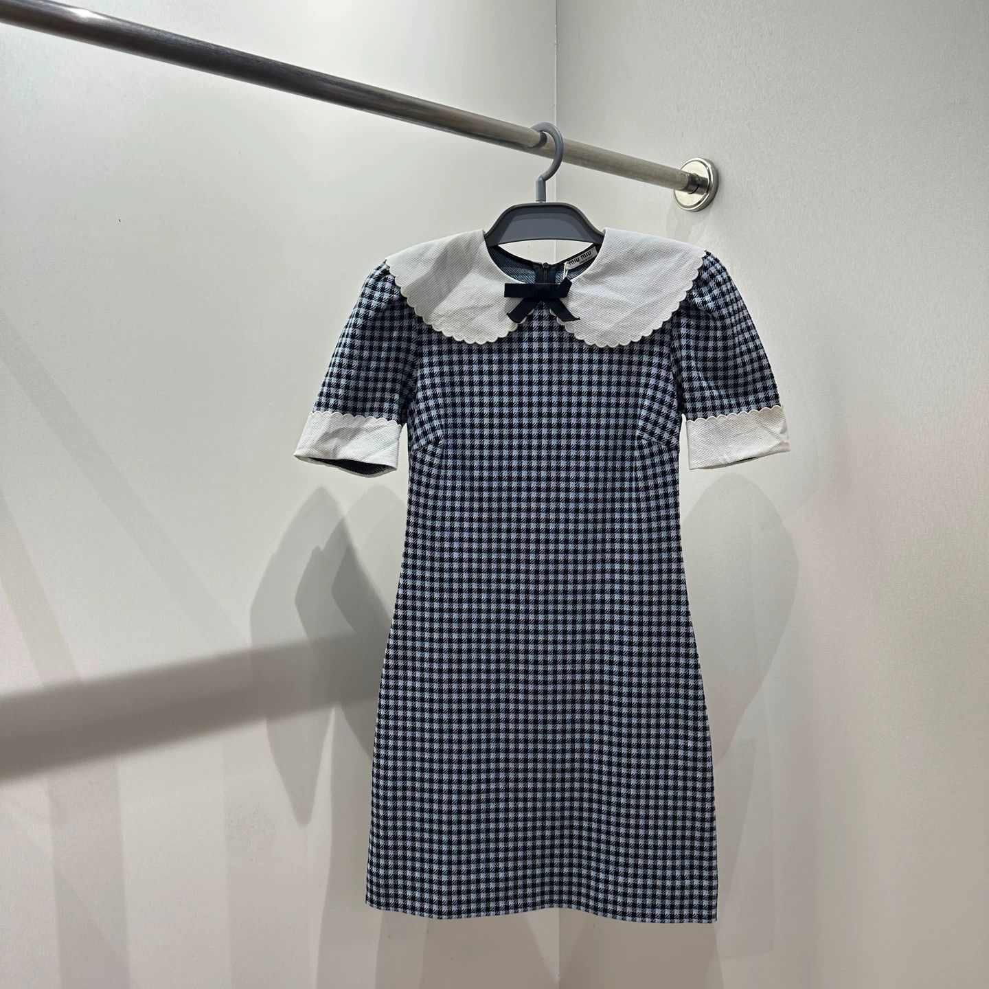 Miu Miu MIU MIU Gingham Peter Pan Collar Short Sleeve XS Dress Size XXS / US 00 / IT 34 - 1 Thumbnail