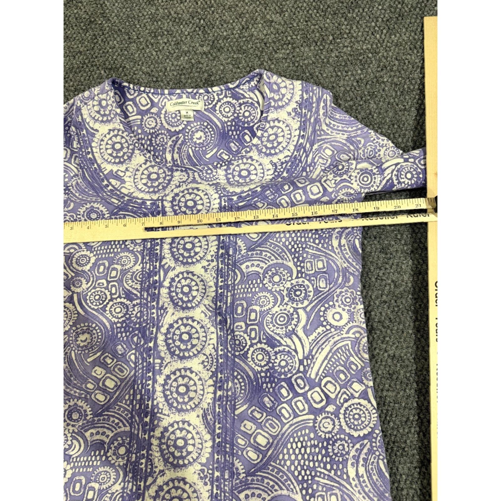 Coldwater Creek Coldwater Creek Blouse Womens Medium Purple Paisley Knit Stretch Tailored Casual Shirt Tunic Long Sleeve Round Neck Cotton Size M / US 6-8 / IT 42-44 - 4 Thumbnail