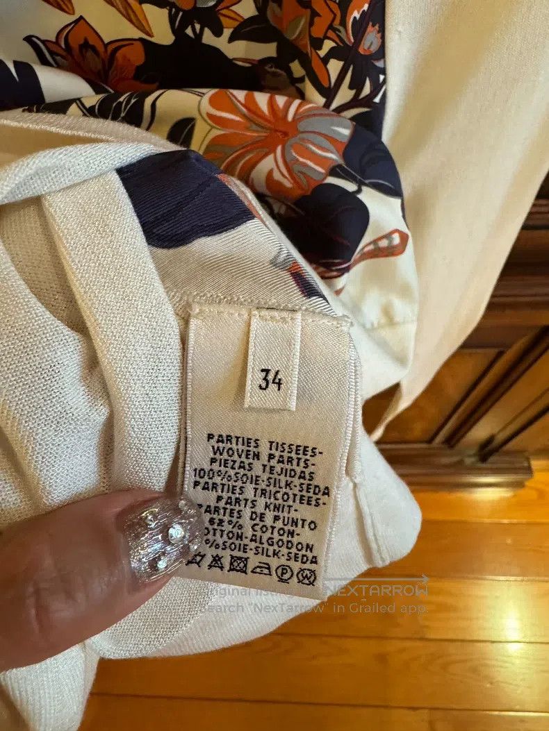Hermes Hermes Printed Silk and Cotton Knit Top Size XXS / US 00 / IT 34 - 4 Thumbnail