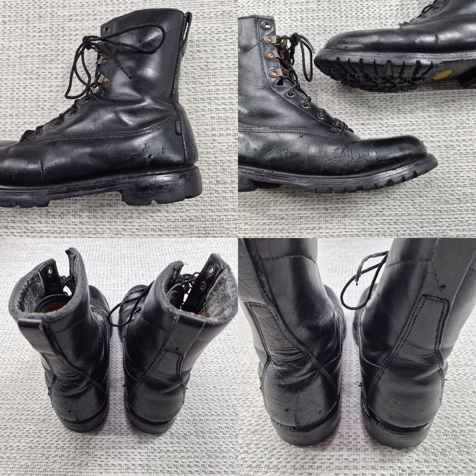Vibram ROCKY Combat Boots Mens Size 10 W Black Leather Lace Up Vibram Lug Sole Workwear Mid-Calf Mens Boots Leather Black Lug Sole Vibram Size US 10 / EU 43 - 8 Thumbnail