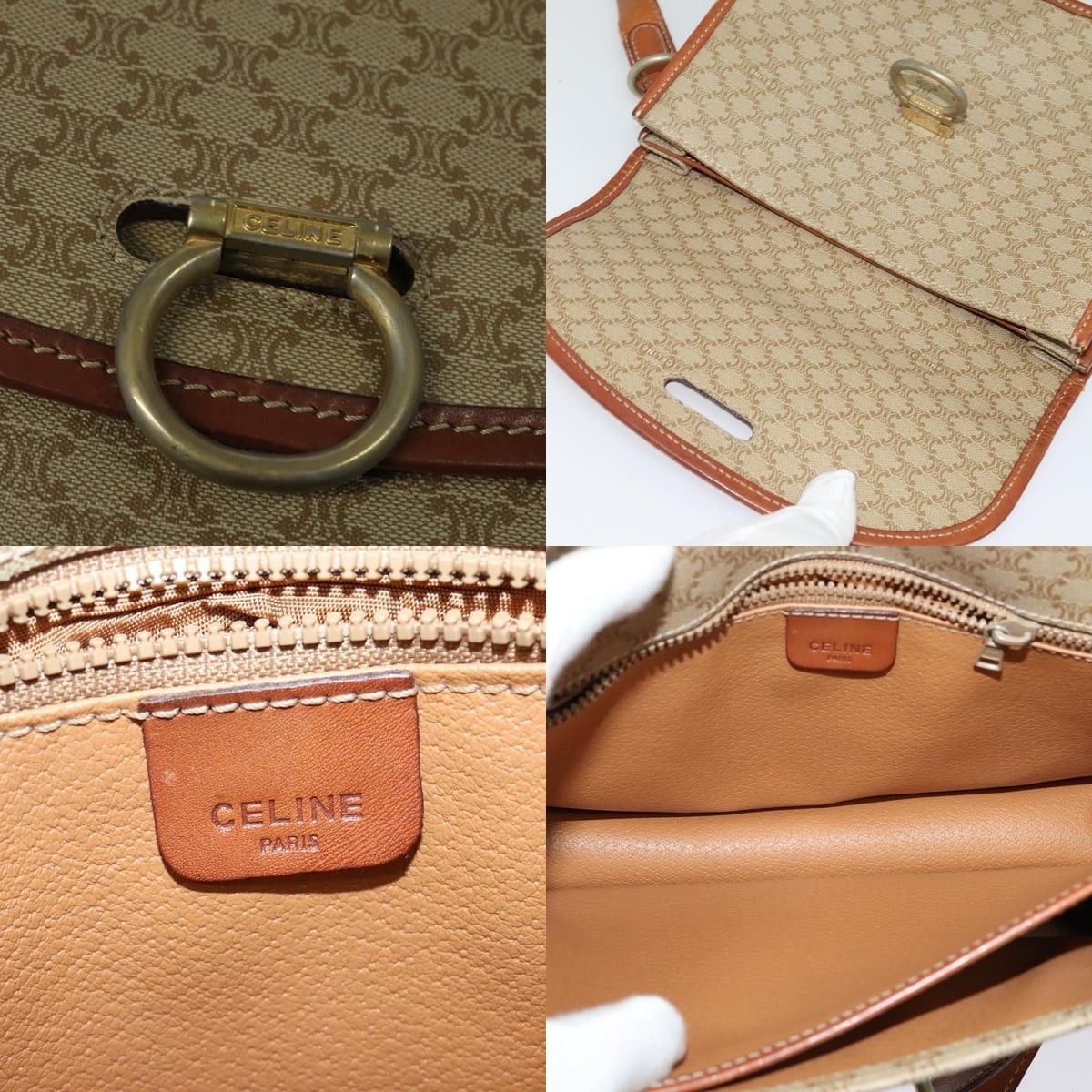 Celine CELINE Macadam Canvas Shoulder Bag Pvc Beige Gold Size ONE SIZE - 11 Thumbnail