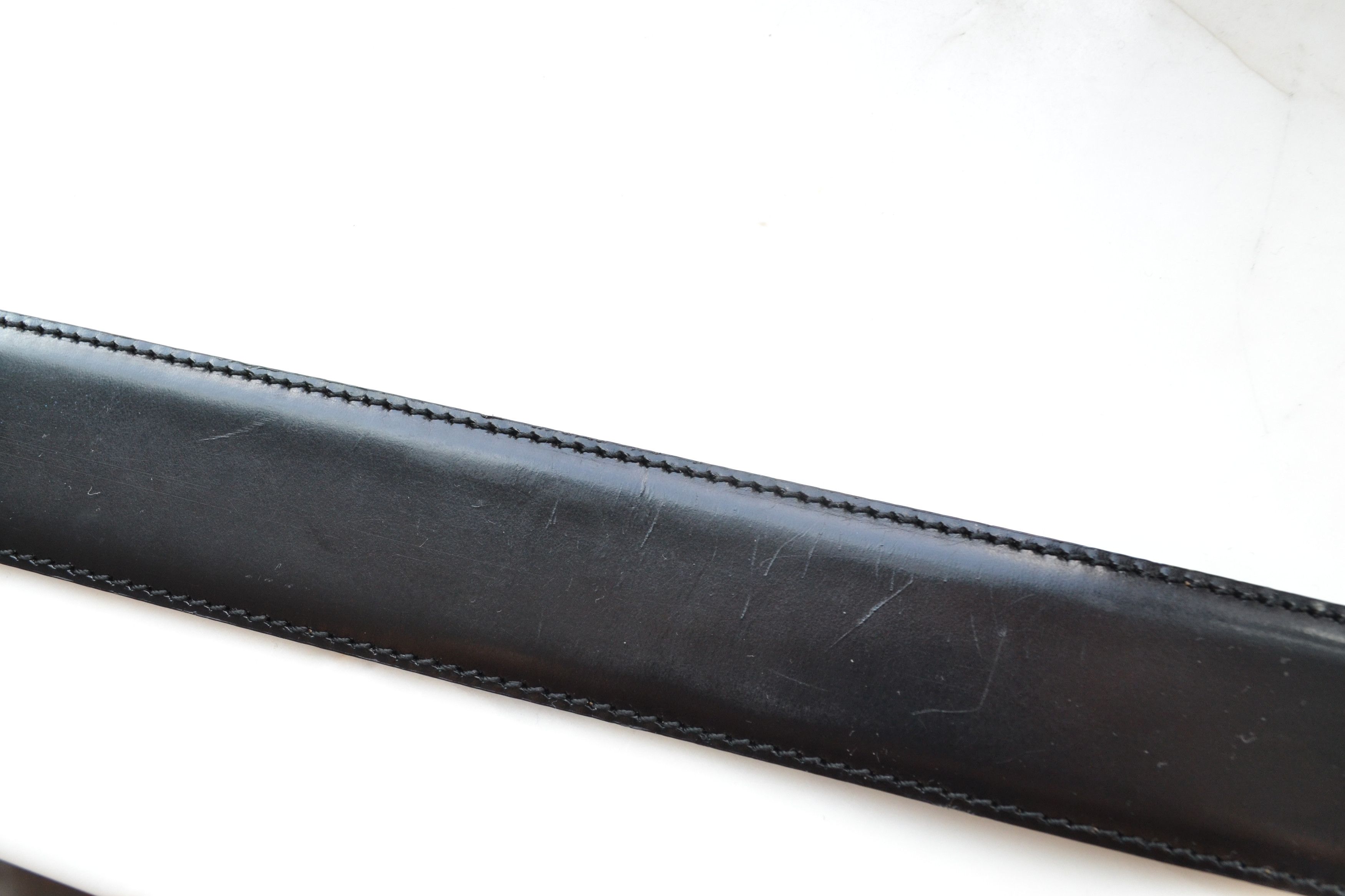 Moschino MOSCHINO Belt Leather Logo Vintage 90s Buckle Metal Black Size ONE SIZE - 7 Thumbnail