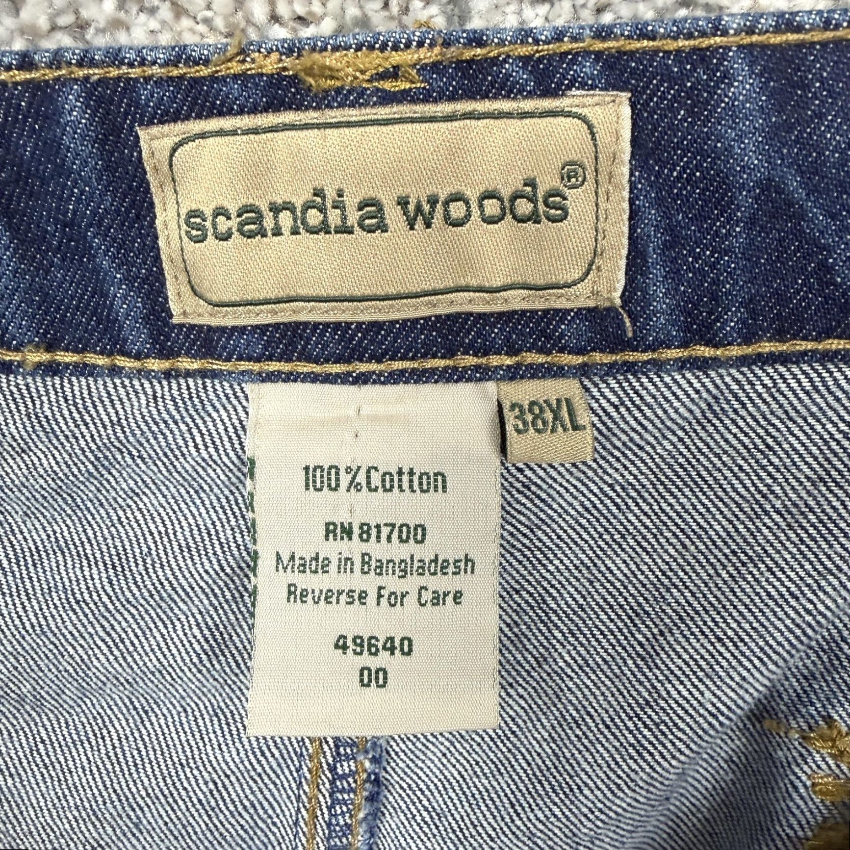 Denime Scandia Woods Mens 38x34 Cargo Jeans Blue Denim Workwear Big & Tall USA Pocketed Straight Rise High 13in 100% Cotton Size US 38 / EU 54 - 7 Thumbnail