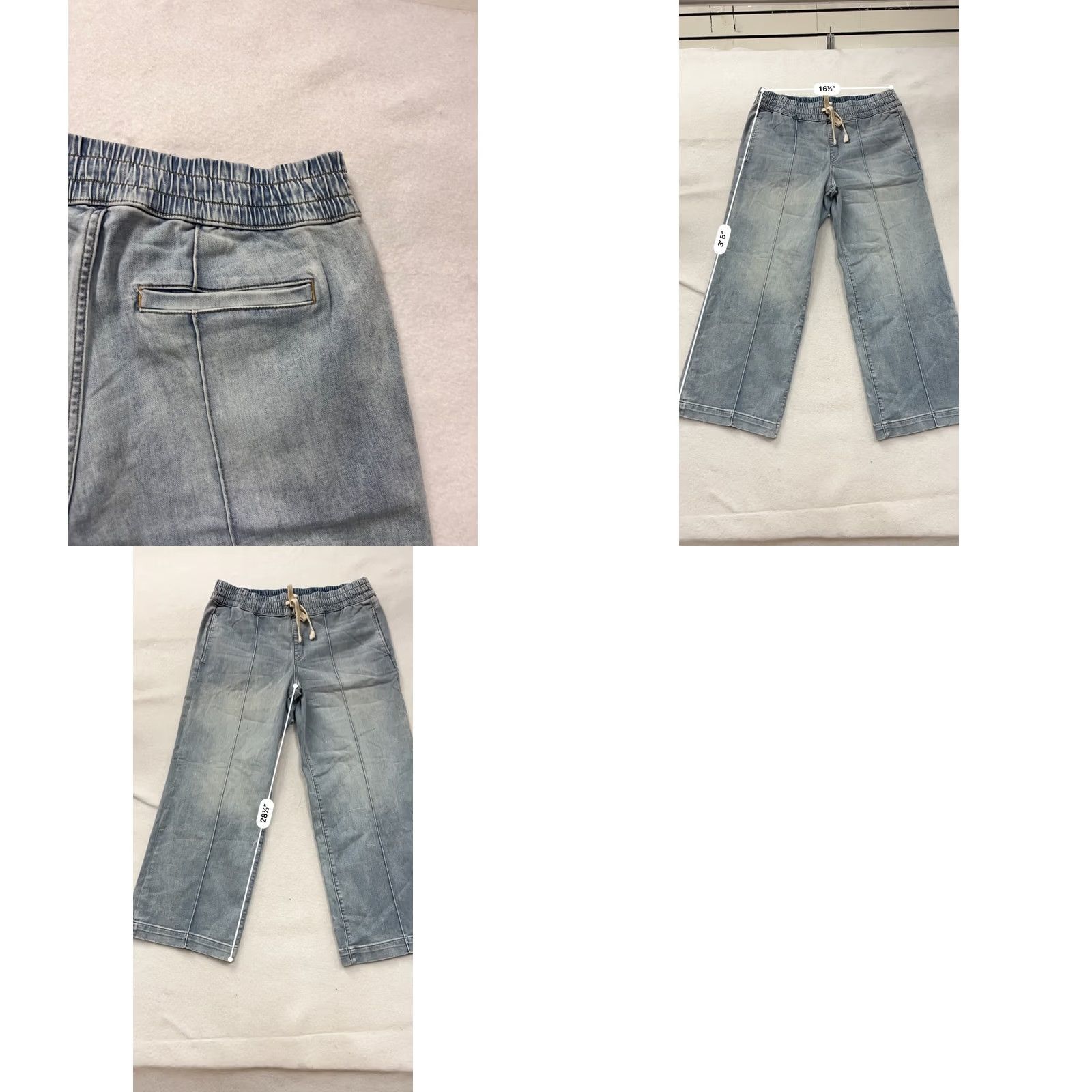 Denime UpWest Womens XL Elastic Waist Wide-Leg Denim Pants Shirt? Size 40" / US 18 - 10 Thumbnail