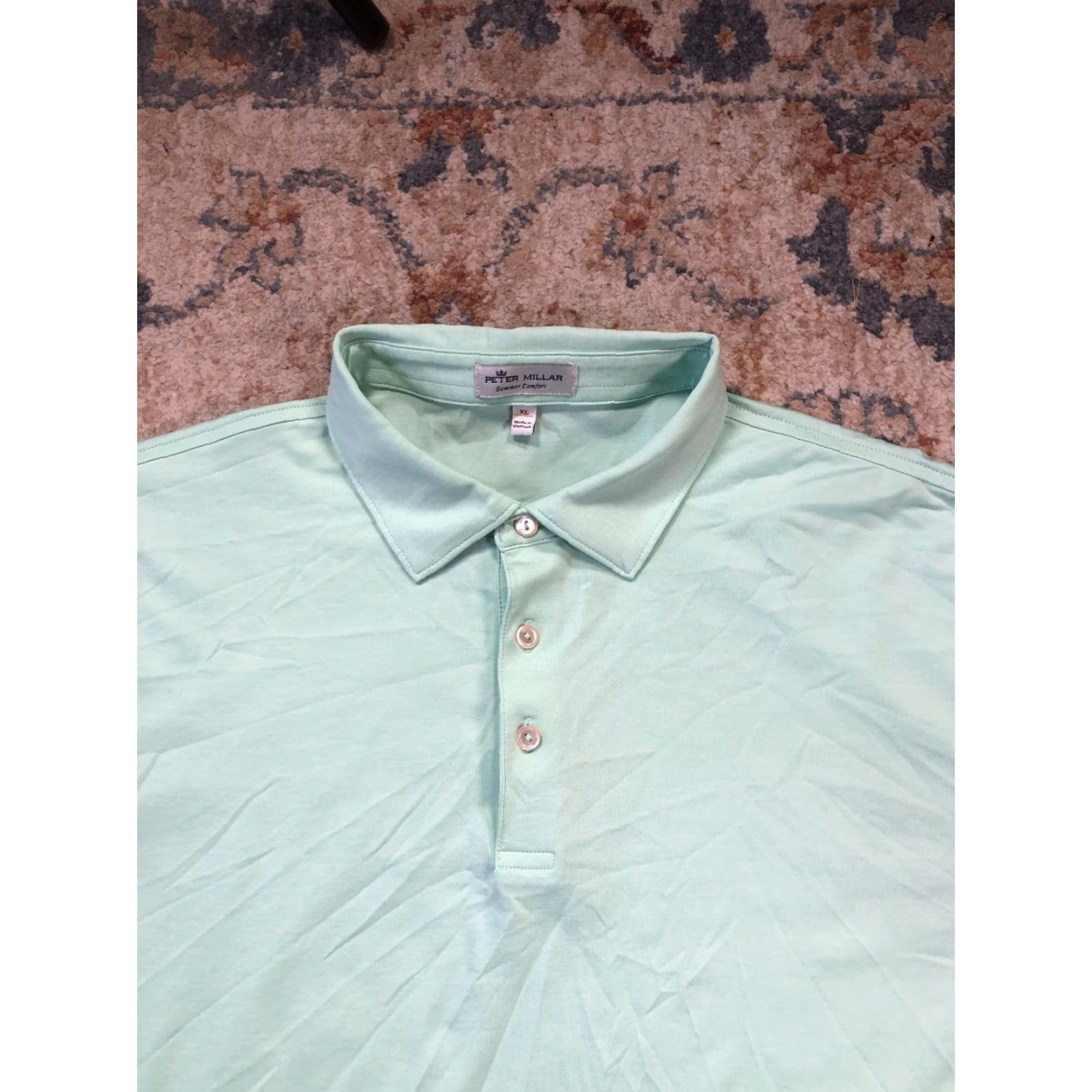 Peter Millar Peter Millar Summer Comfort Polo Shirt Mens XL Green Solid Golf Short Sleeve Size US XL / EU 56 / 4 - 2 Thumbnail