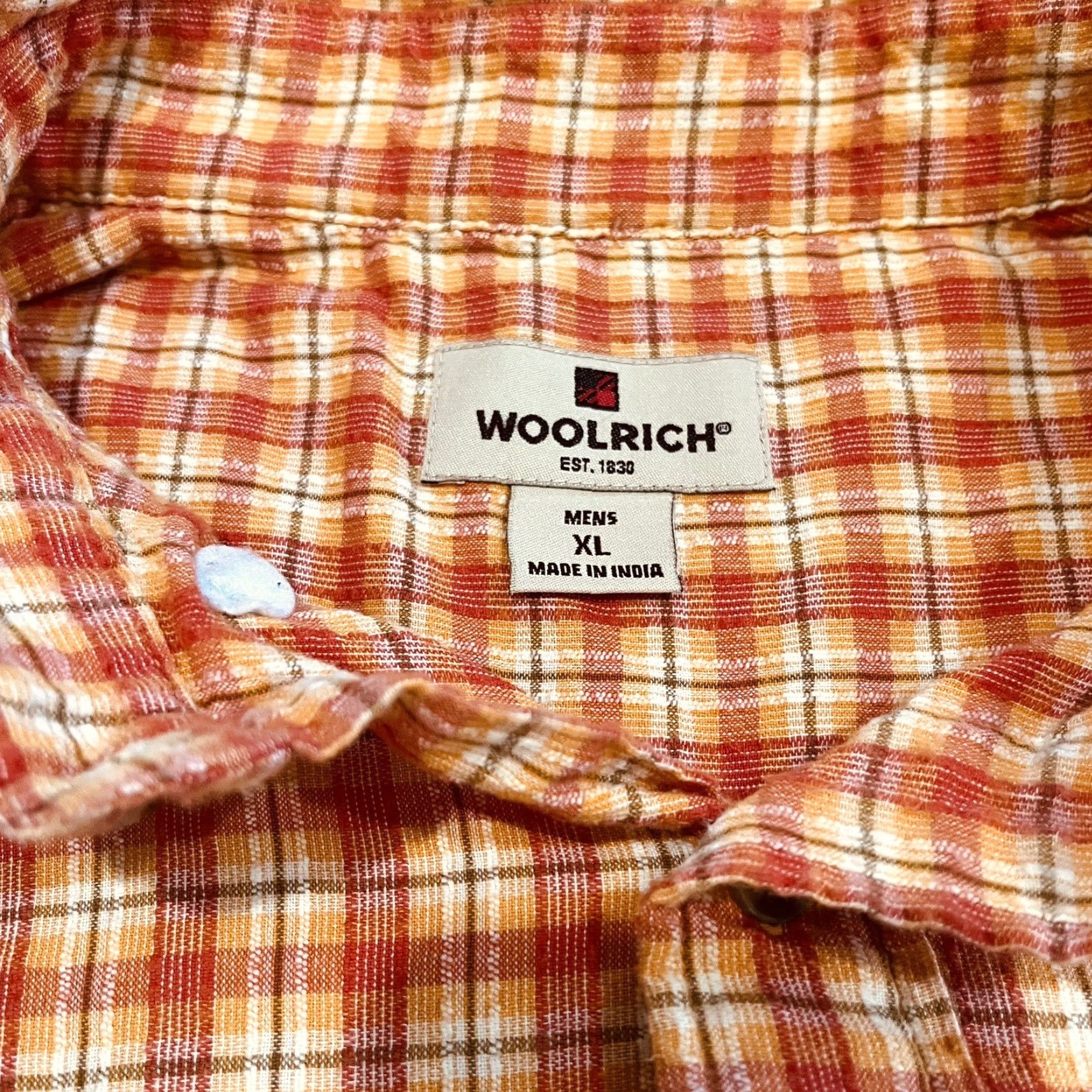 Vintage Woolrich Shirt Short Sleeve Camp Orange Check Mens XL Casual Cotton Button-Up Front-Classic, Preppy, Designer Size US XL / EU 56 / 4 - 3 Thumbnail