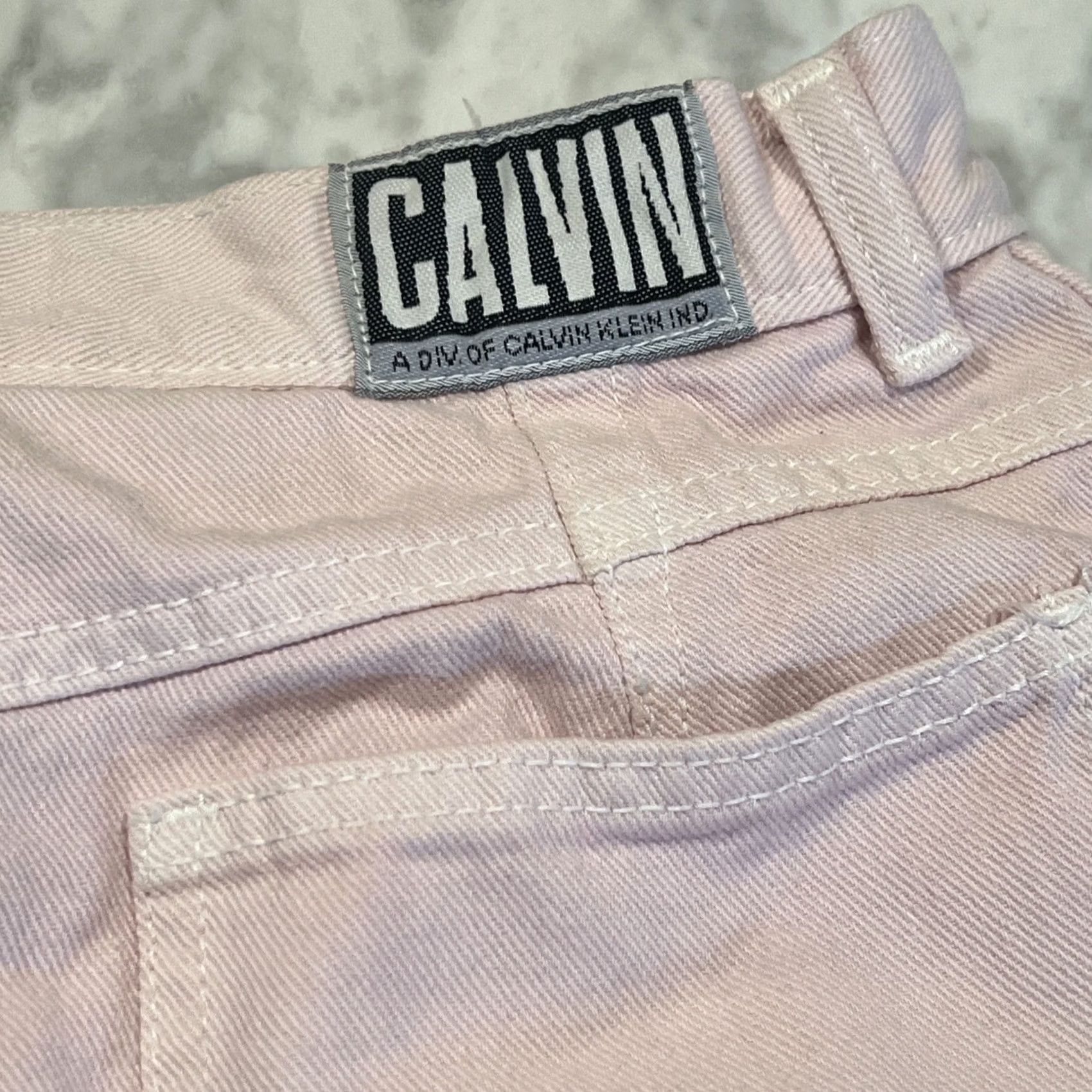 Calvin Klein VINTAGE Calvin Klein Skirt Light Pink Denim 9/10 Pockets Zipper Made USA Women Short Pencil Straight XS? Size 30" / US 8 / IT 44 - 4 Thumbnail
