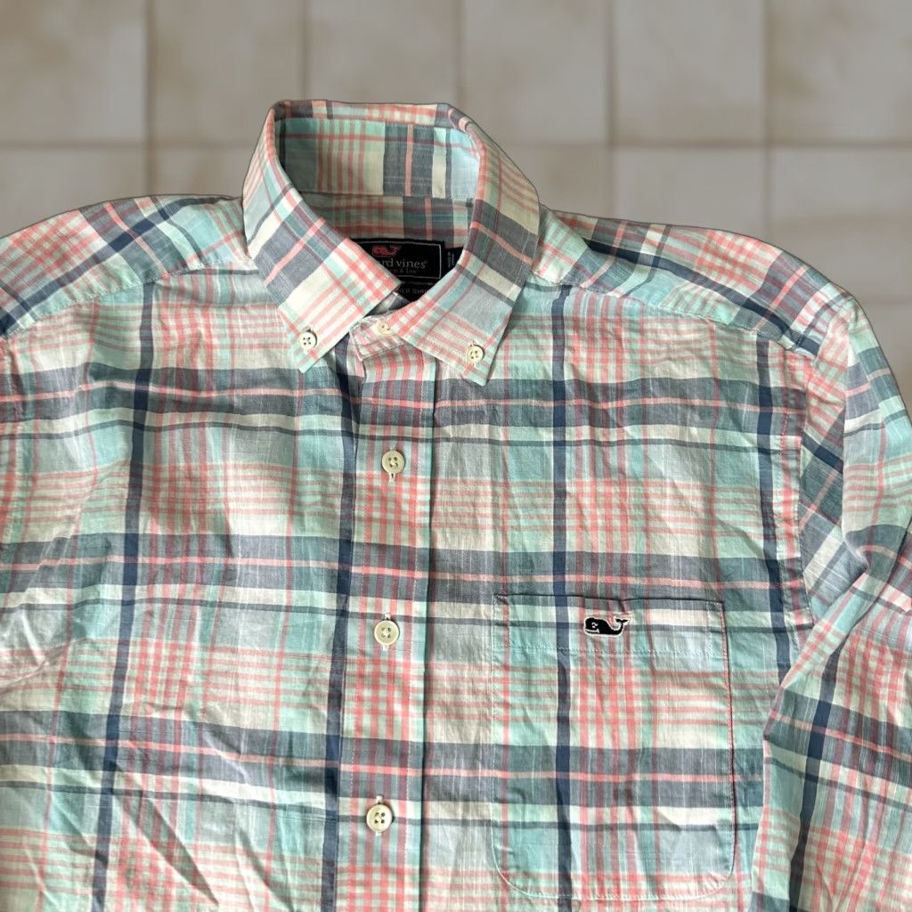 Vineyard Vines Vineyard Vines Shirt Tucker Button-Up Plaid Blue Cotton Mens S - 90s Colorful Logo Long Sleeve Collared Button-Down Small Size US S / EU 44-46 / 1 - 1 Thumbnail