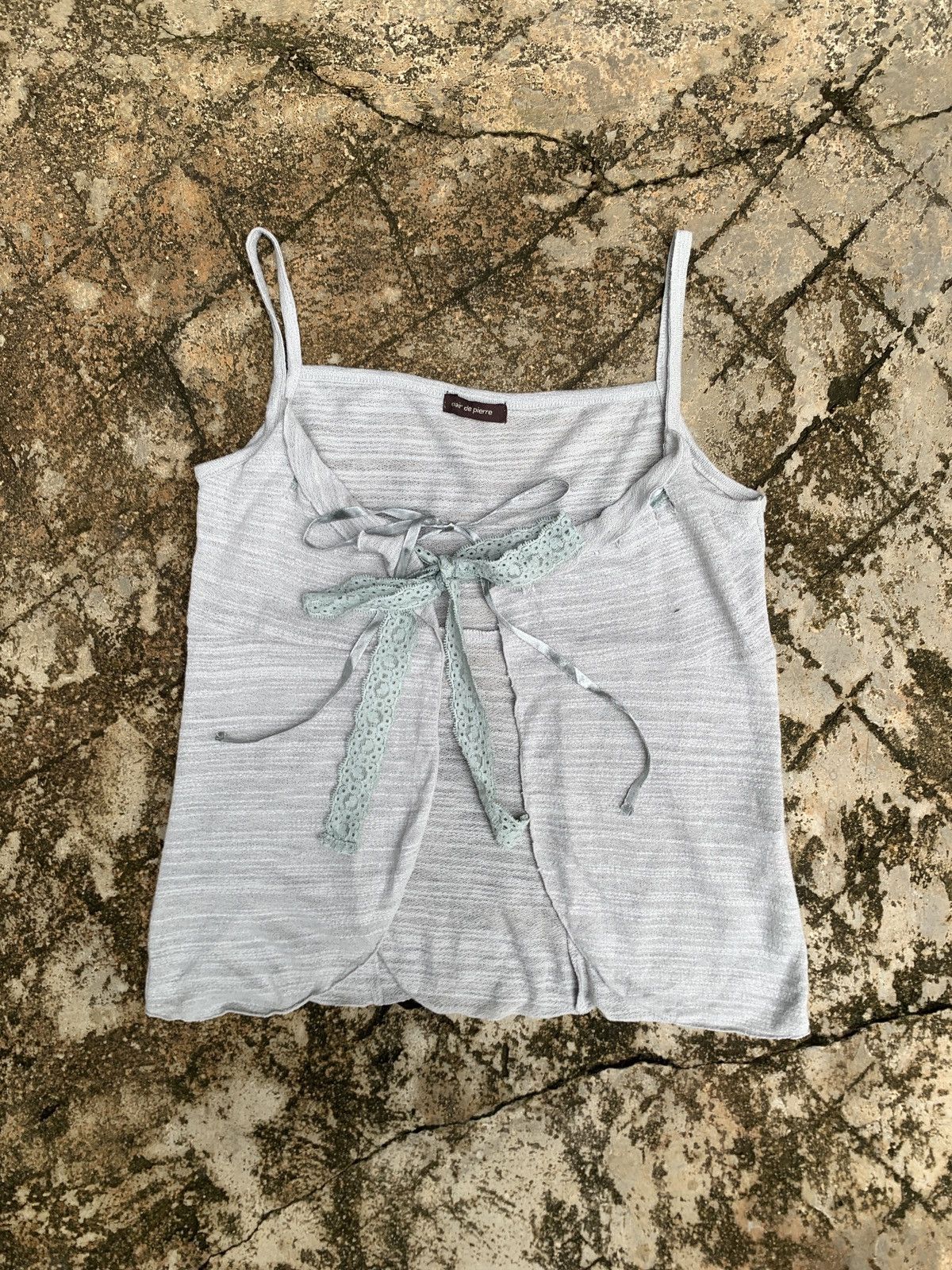 Japanese Brand 2000s chair de pierre Ruffle Trim Lace Cami Tank Mesh Top Size M / US 6-8 / IT 42-44 - 1 Thumbnail