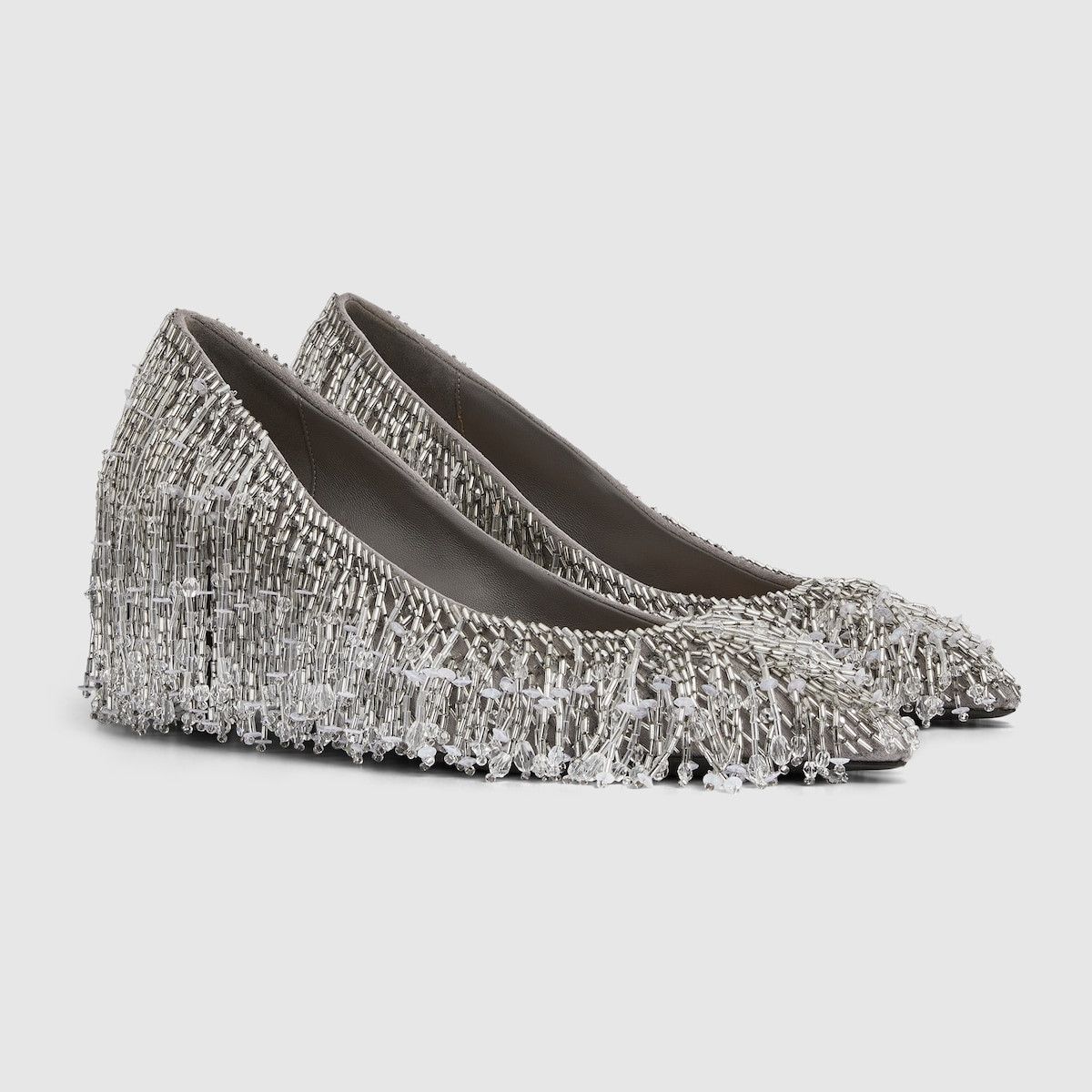 oc11z1025 Pumps With Beaded Fringe in Grey
