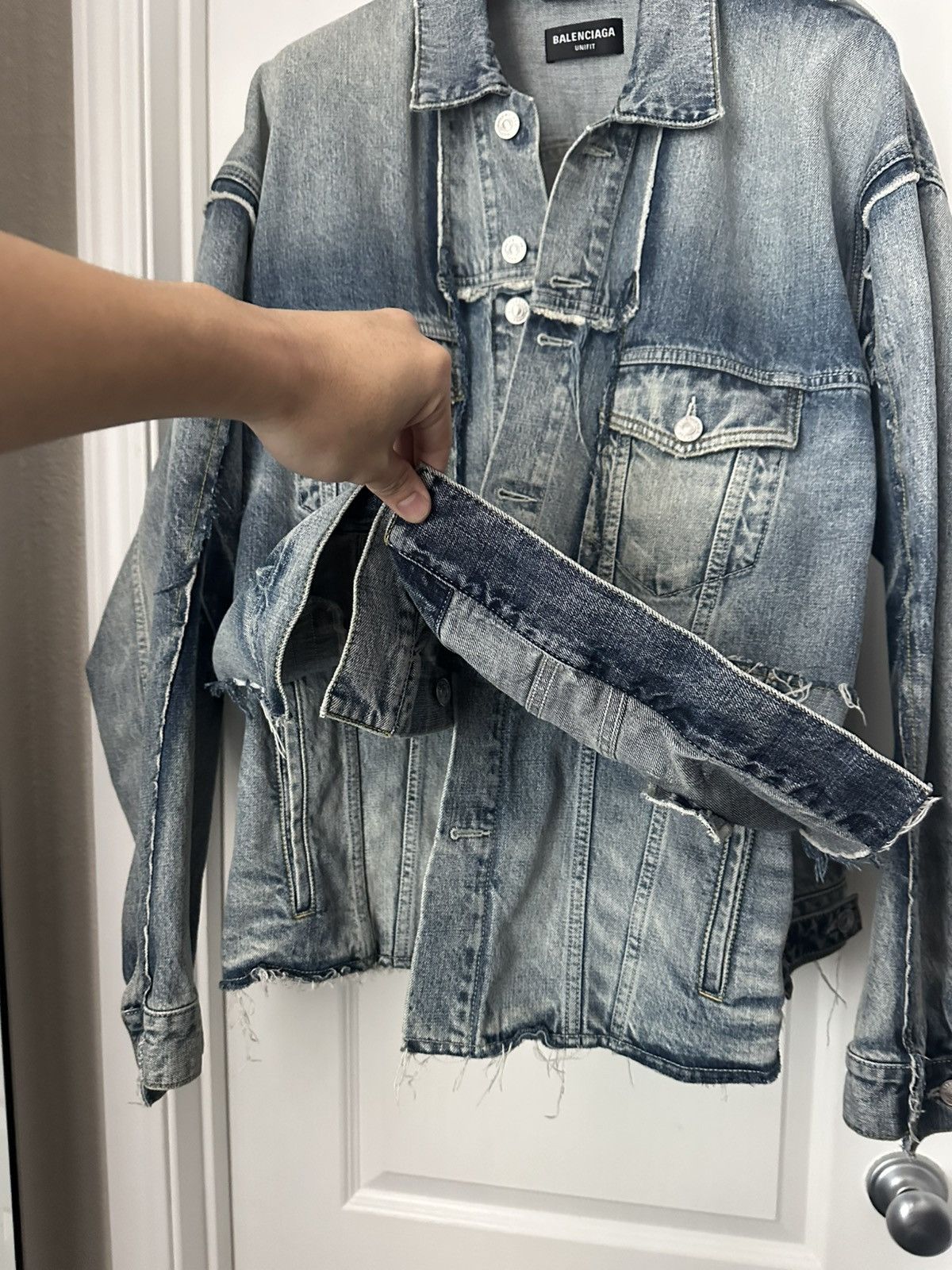 Balenciaga BALENCIAGA SS 2022 RECONSTRUCTED LAYERED DENIM JACKET Size US L / EU 52-54 / 3 - 9 Thumbnail