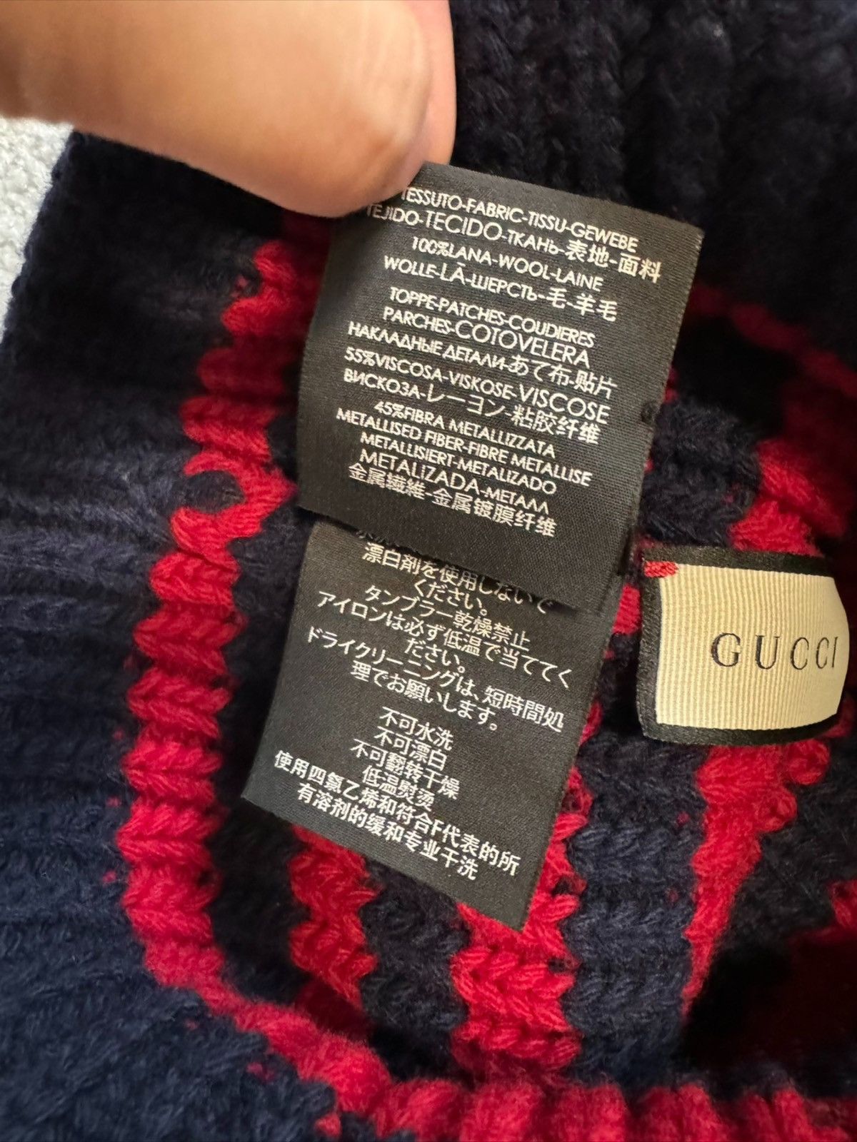 Gucci Gucci Striped Wool Bee Embroidery Beanie Hat M Size ONE SIZE - 6 Thumbnail