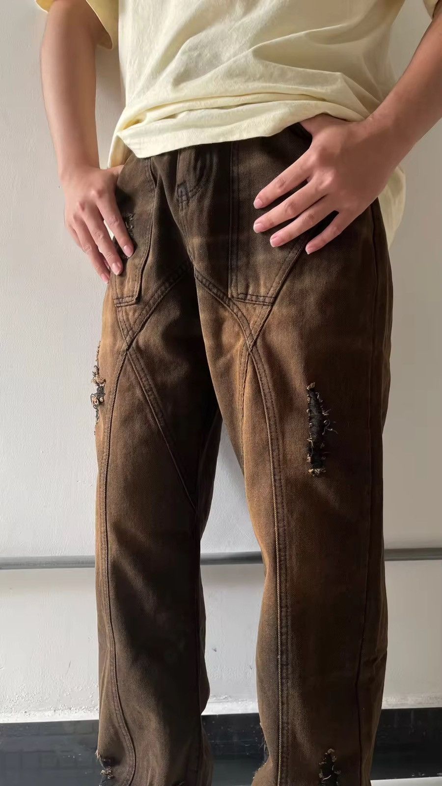 Japanese Brand × Vintage Y2k Retro Distressed High Waisted Baggy Jeans Size US 33 - 5 Thumbnail