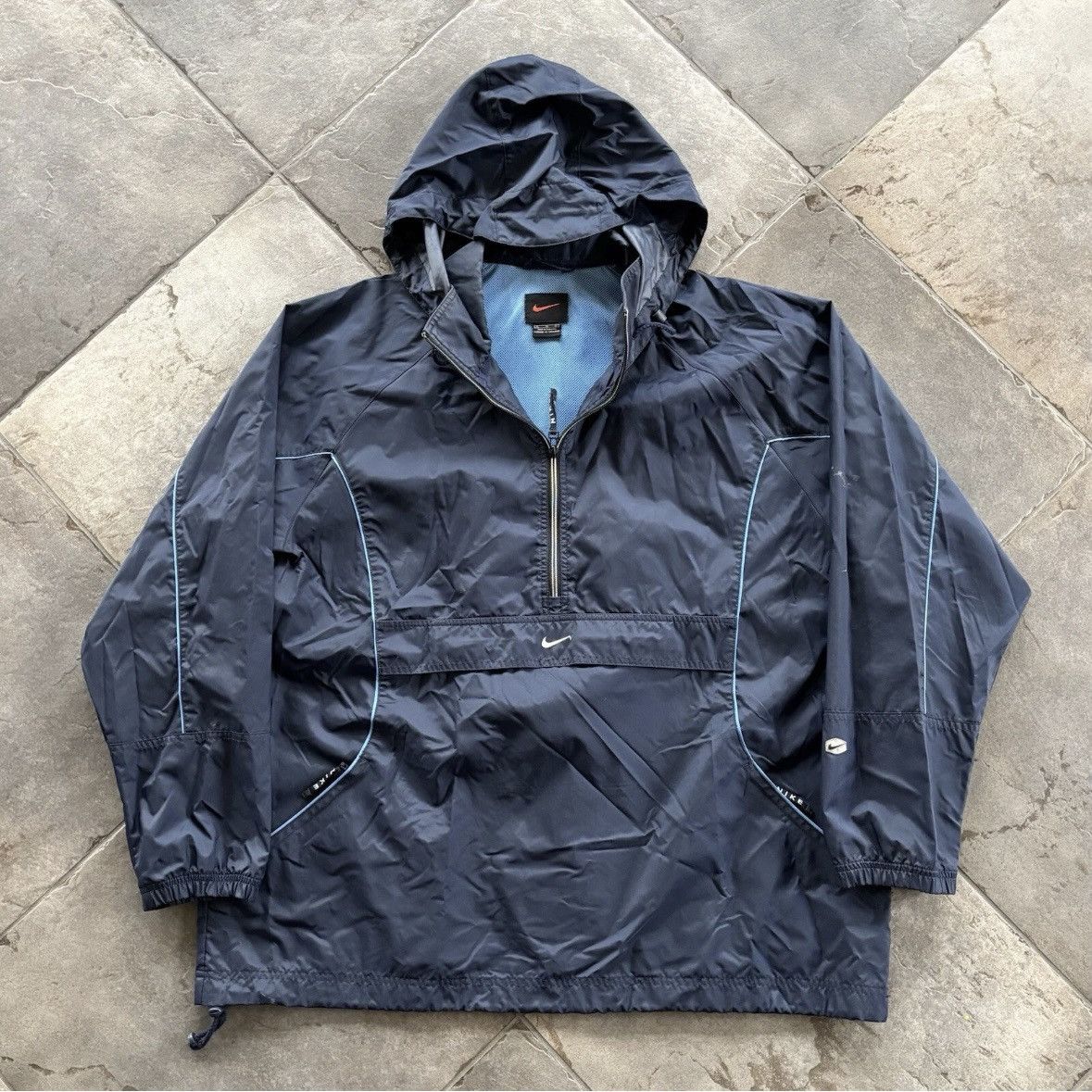 Vtg 90s Nike Windbreaker Jacket Center Swoosh Two Sided