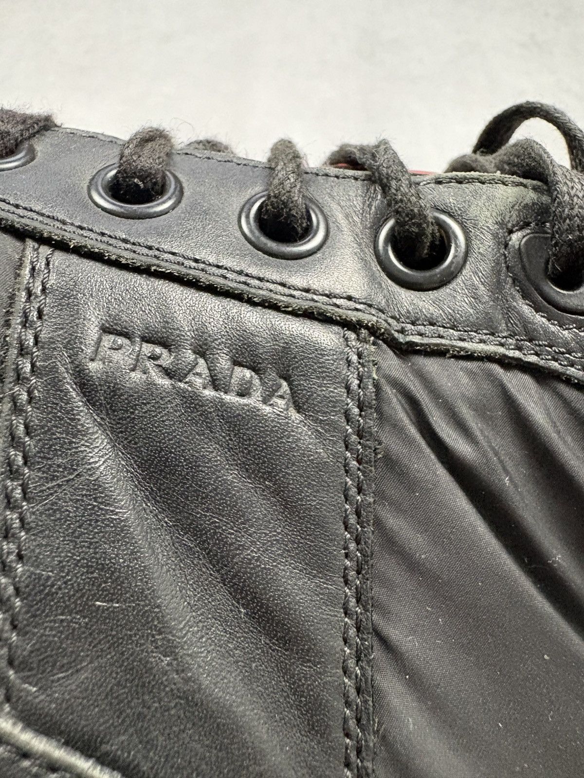 Prada Prada High-Top Sneakers Black Leather Nylon Red Tab US 9 Y2K Size US 9 / EU 42 - 21 Thumbnail