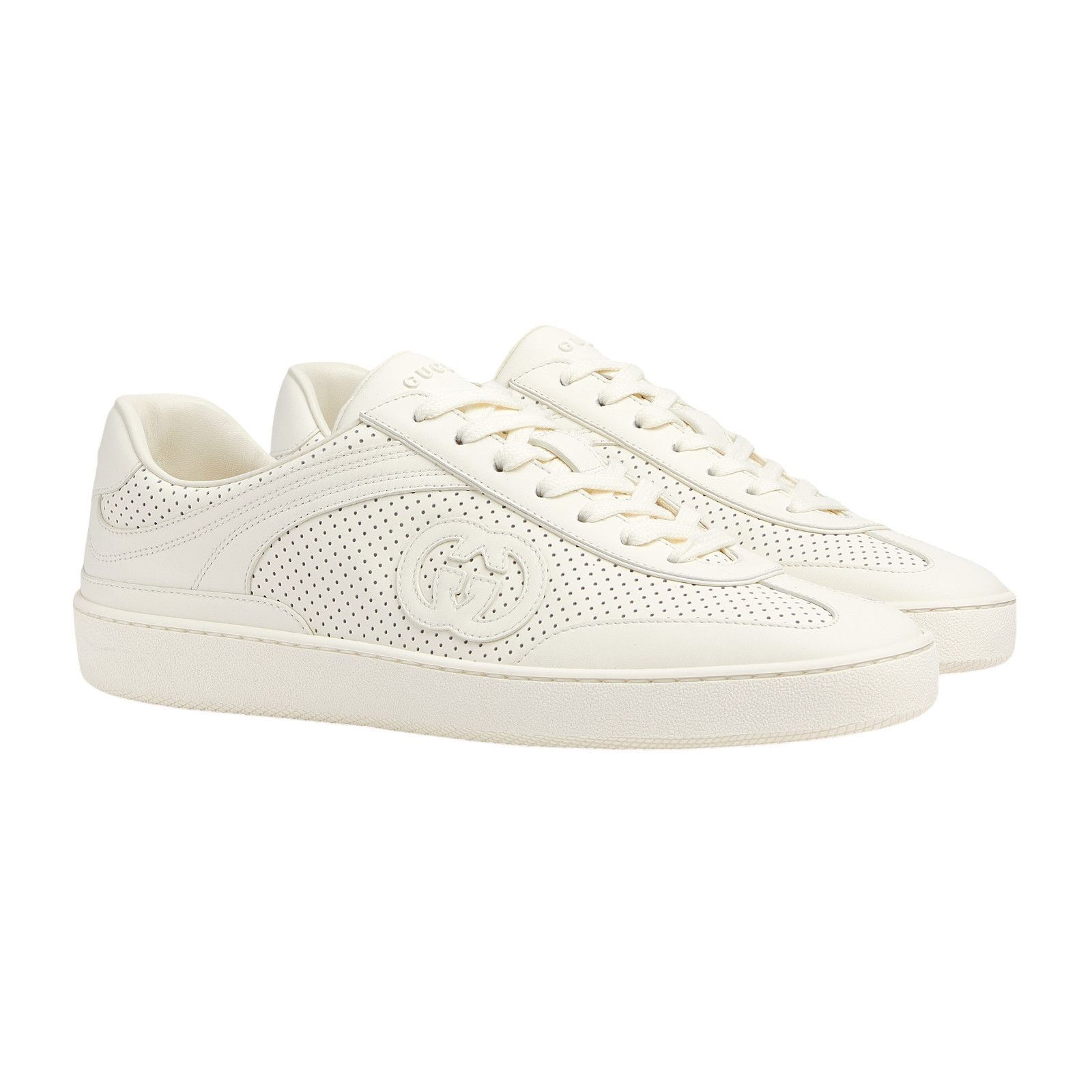 Gucci GUCCI Interlocking G $1090 Men's White Leather Sneakers New Size US 11.5 / EU 44-45 - 2 Thumbnail