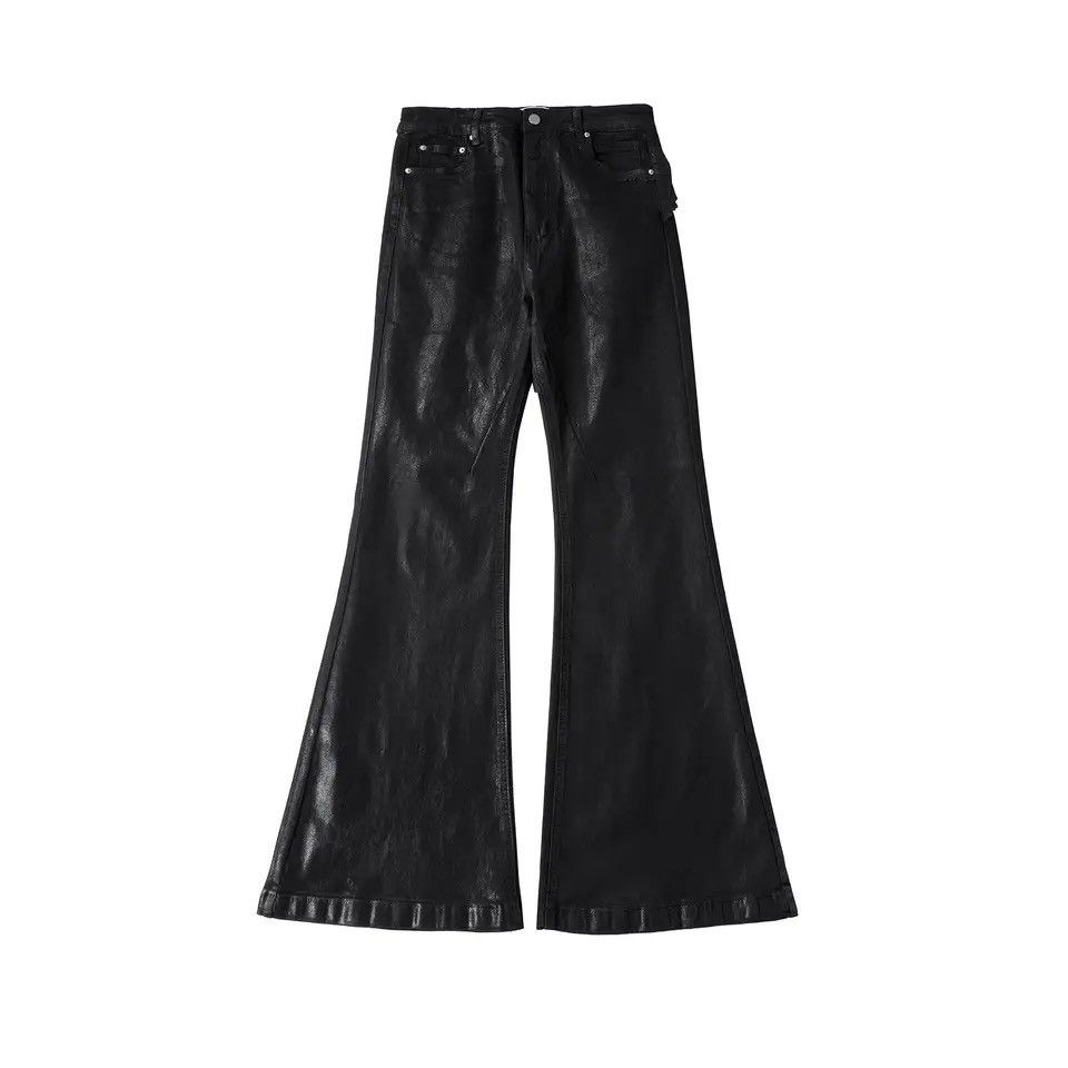 Japanese Brand Streetwear Wax Leather Stretch Hombre Baggy Flare Pants Size US 34 / EU 50 - 3 Thumbnail