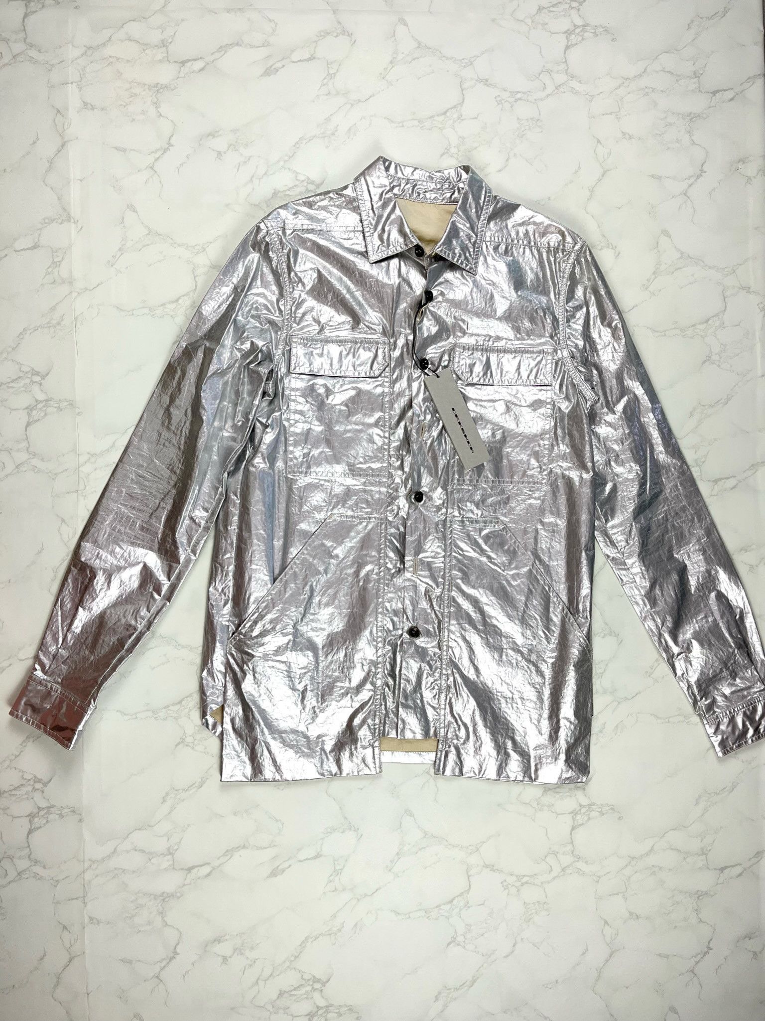Rick Owens × Rick Owens Drkshdw 🔥75% OFF🔥 [SALE] Rick Owens Silver Cargo Pocket Overshirt Size US S / EU 44-46 / 1 - 2 Thumbnail