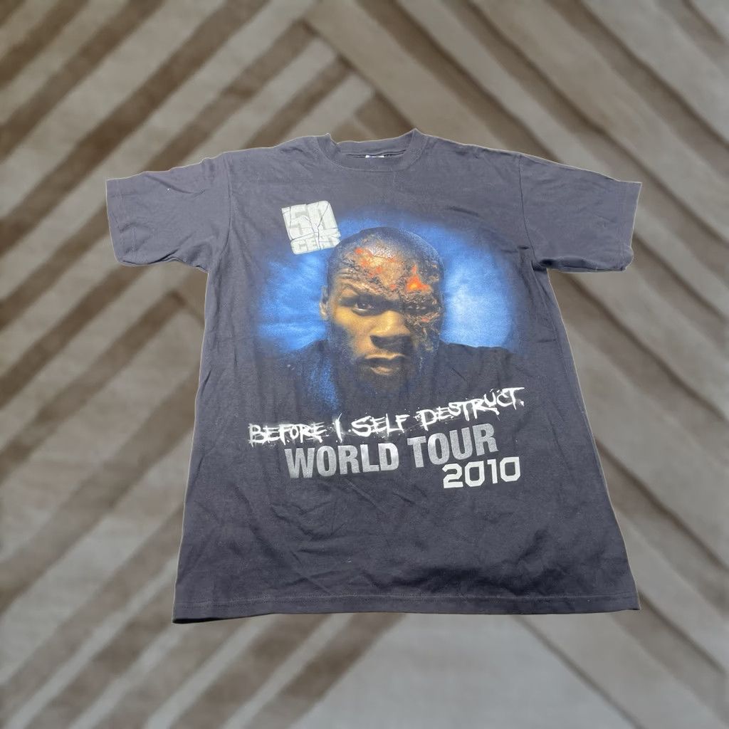 Anvil VINTAGE 50 CENT T-Shirt Black L Short Sleeve Crew Neck Double-Sided Logo Anvil Cotton Hip Hop Rap World Tour 2010 Before I Self Destruct Men Size US L / EU 52-54 / 3 - 1 Thumbnail