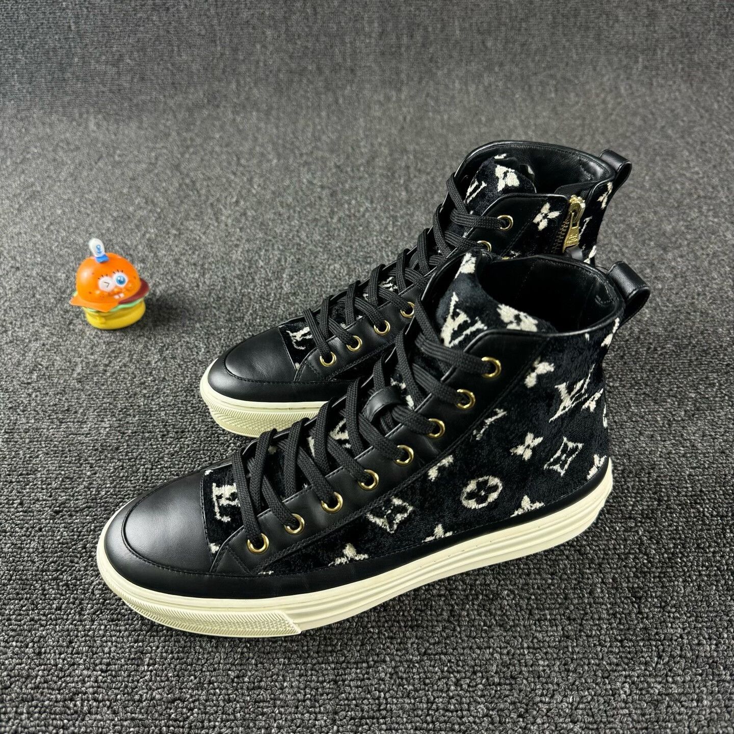 Louis Vuitton Black and White High-Top Sneakers