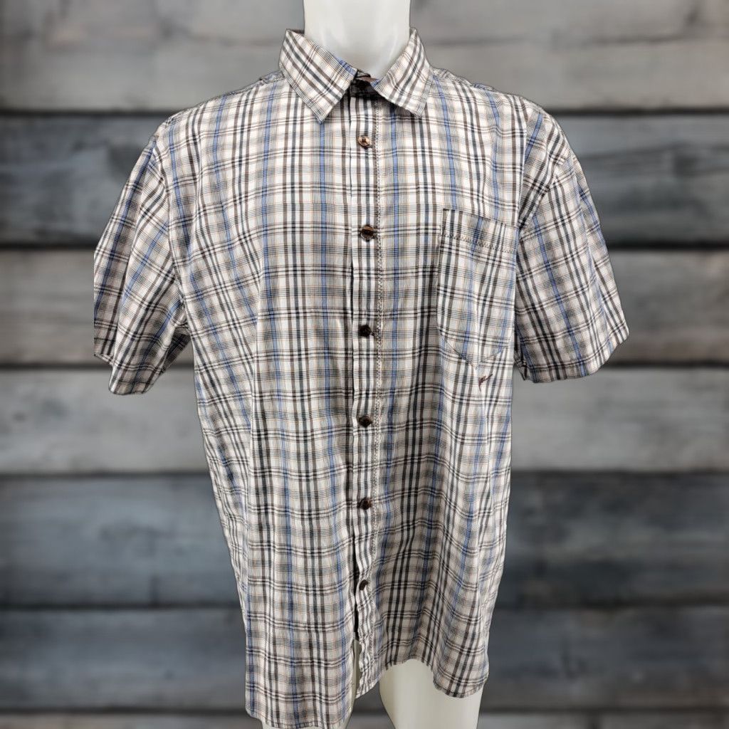 KAVU Kavu Men’s Plaid Blue Brown Short Sleeve Casual Button Up Size XXL Size US 39 - 1 Thumbnail