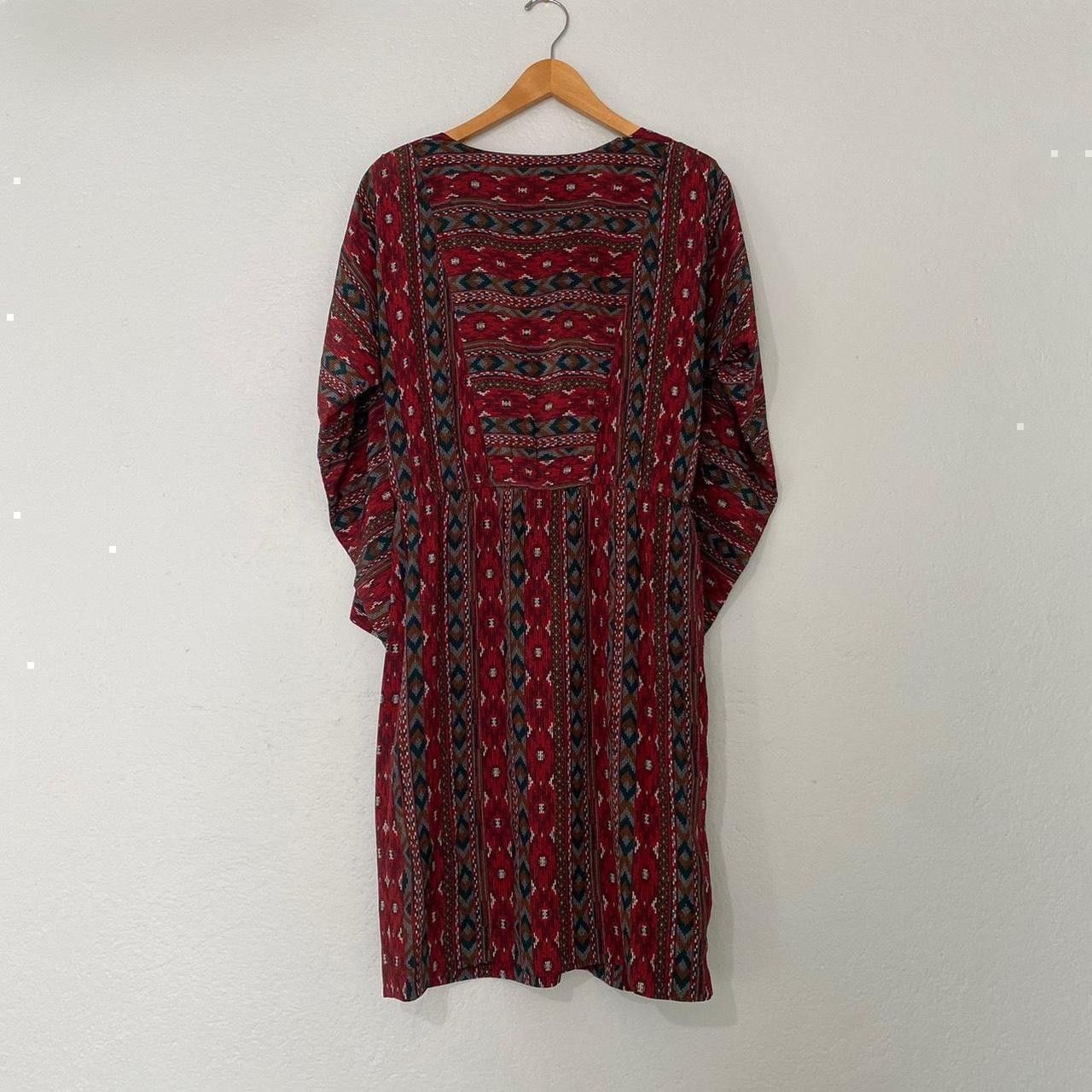 Other handmade silk maroon boho long sleeve dress Size S / US 4 / IT 40 - 2 Thumbnail